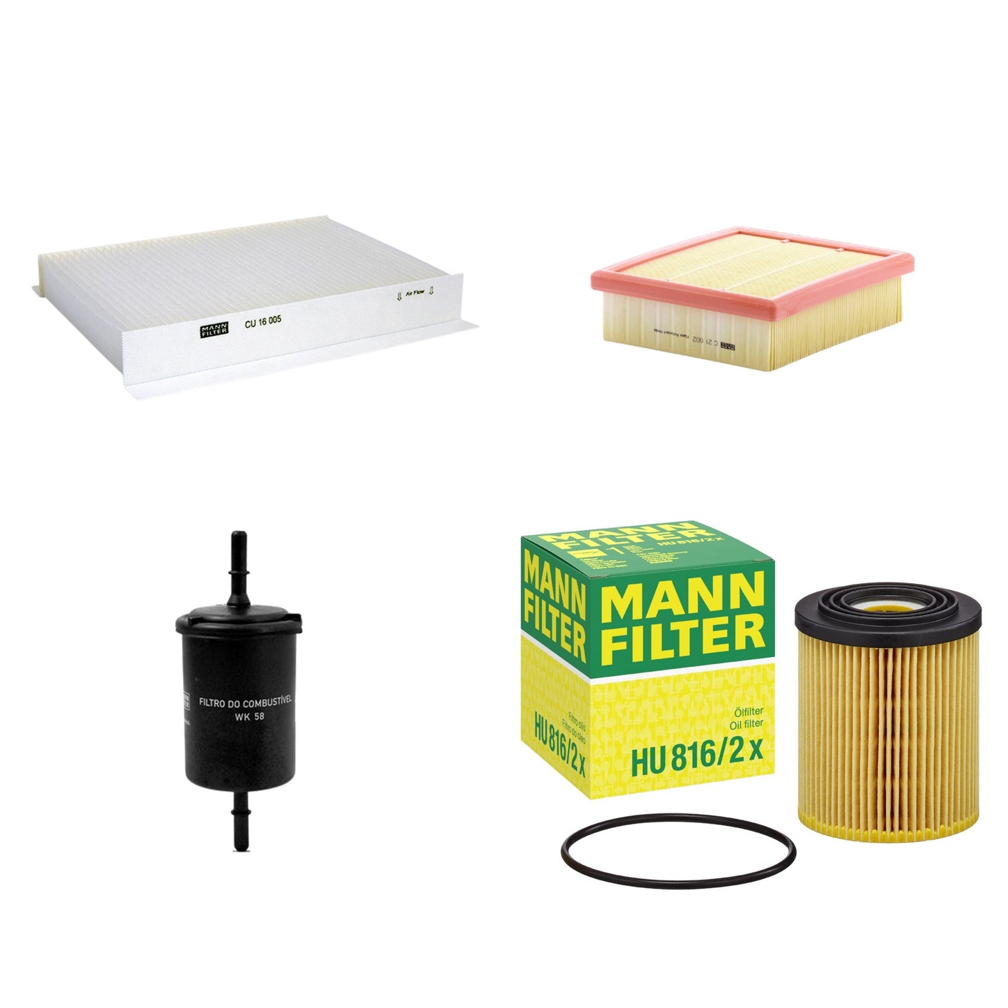 Kit Filtros de Ar Combustível Cabine Ar Condicionado Óleo - Mann-Filter - C21002 - CU16005 - HU816/2x - WK58 - (1)