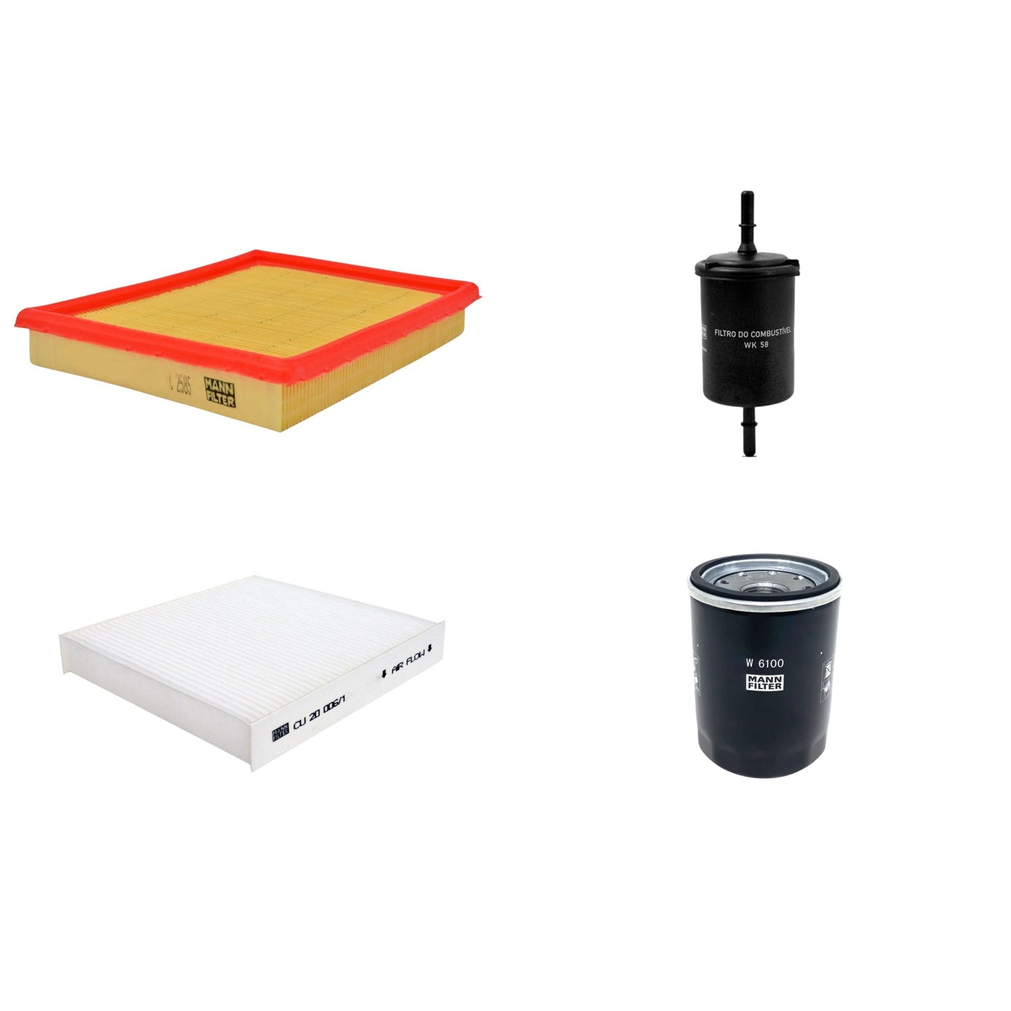 Kit Filtros de Ar Combustível Cabine Ar Condicionado Óleo - Mann-Filter - C2585 - CU20006/1 - W6100 - WK58 - (1)