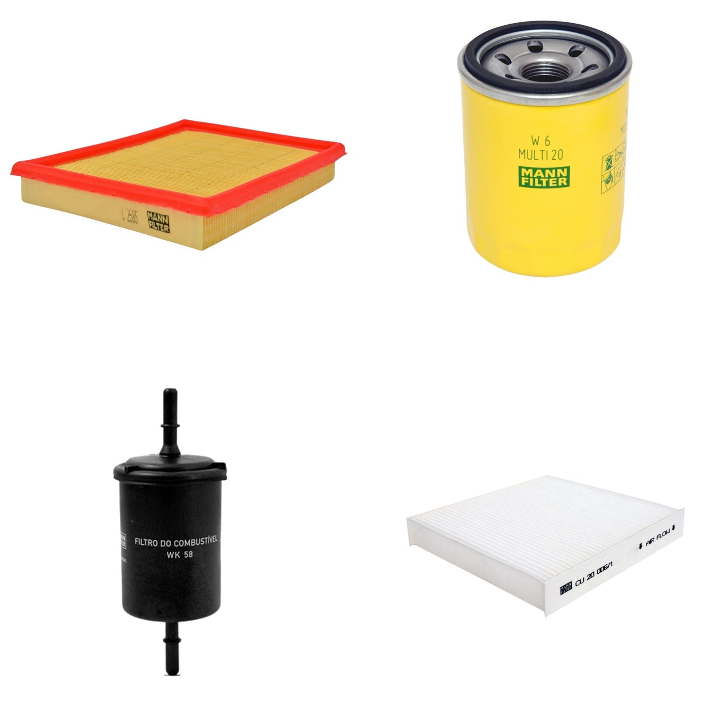 Kit Filtros de Ar Combustível Cabine Ar Condicionado Óleo - Mann-Filter - C2585 - CU20006/1 - W6MULTI20 - WK58 - (1)