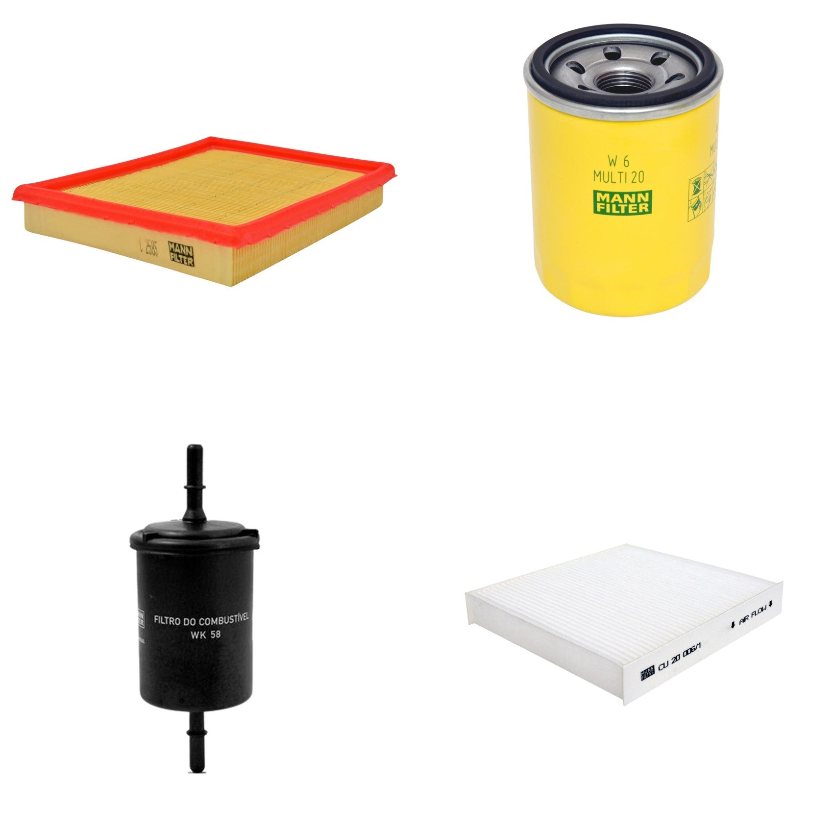 Kit Filtros de Ar Combustível Cabine Ar Condicionado Óleo - Mann-Filter - C2585 - CU20006/1 - W6MULTI20 - WK58 - (1)