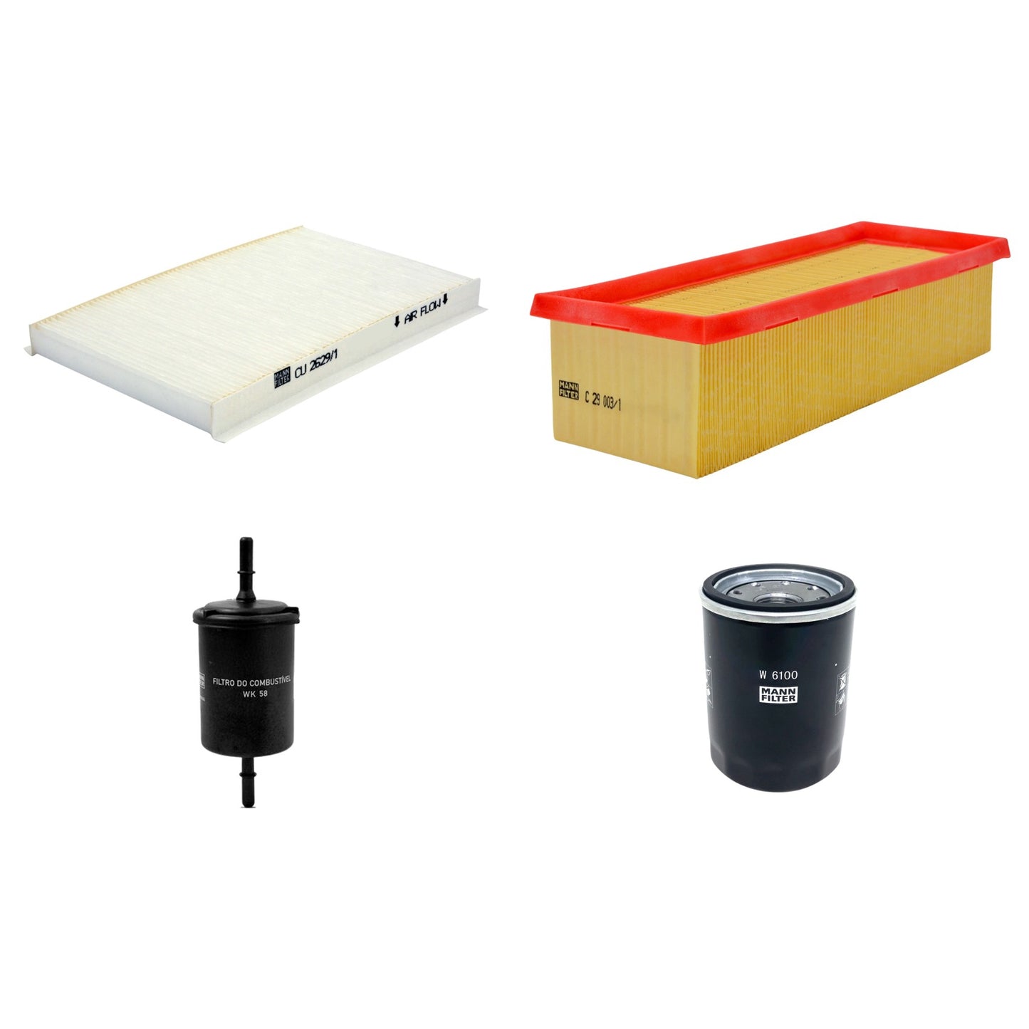 Kit Filtros de Ar Combustível Cabine Ar Condicionado Óleo - Mann-Filter - C29003/1 - CU2629/1 - W6100 - WK58 - (1)
