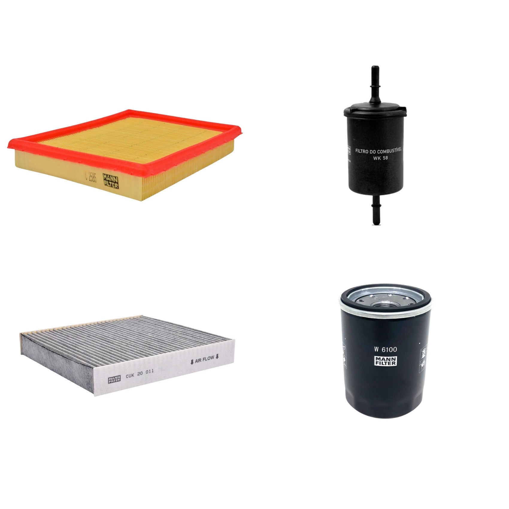 Kit Filtros de Ar Combustível Cabine Ar Condicionado Óleo - Mann-Filter - C2585 - CUK20011 - W6100 - WK58 - (1)
