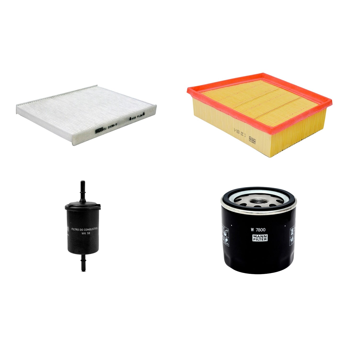 Kit Filtros de Ar Combustível Cabine Ar Condicionado Óleo - Mann-Filter - C22031/1 - CU2436/3 - W7800 - WK58 - (1)