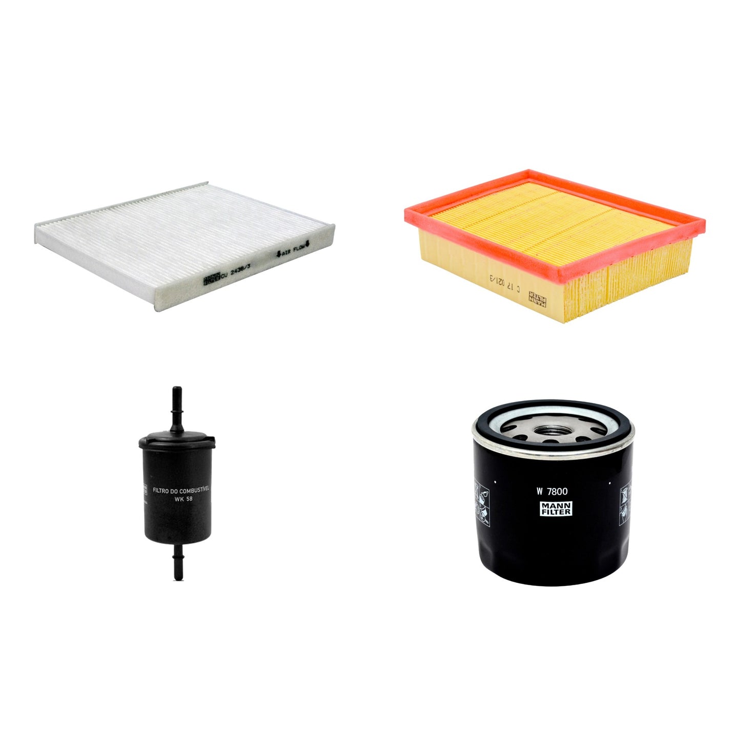 Kit Filtros de Ar Combustível Cabine Ar Condicionado Óleo - Mann-Filter - C17021/3 - CU2436/3 - W7800 - WK58 - (1)