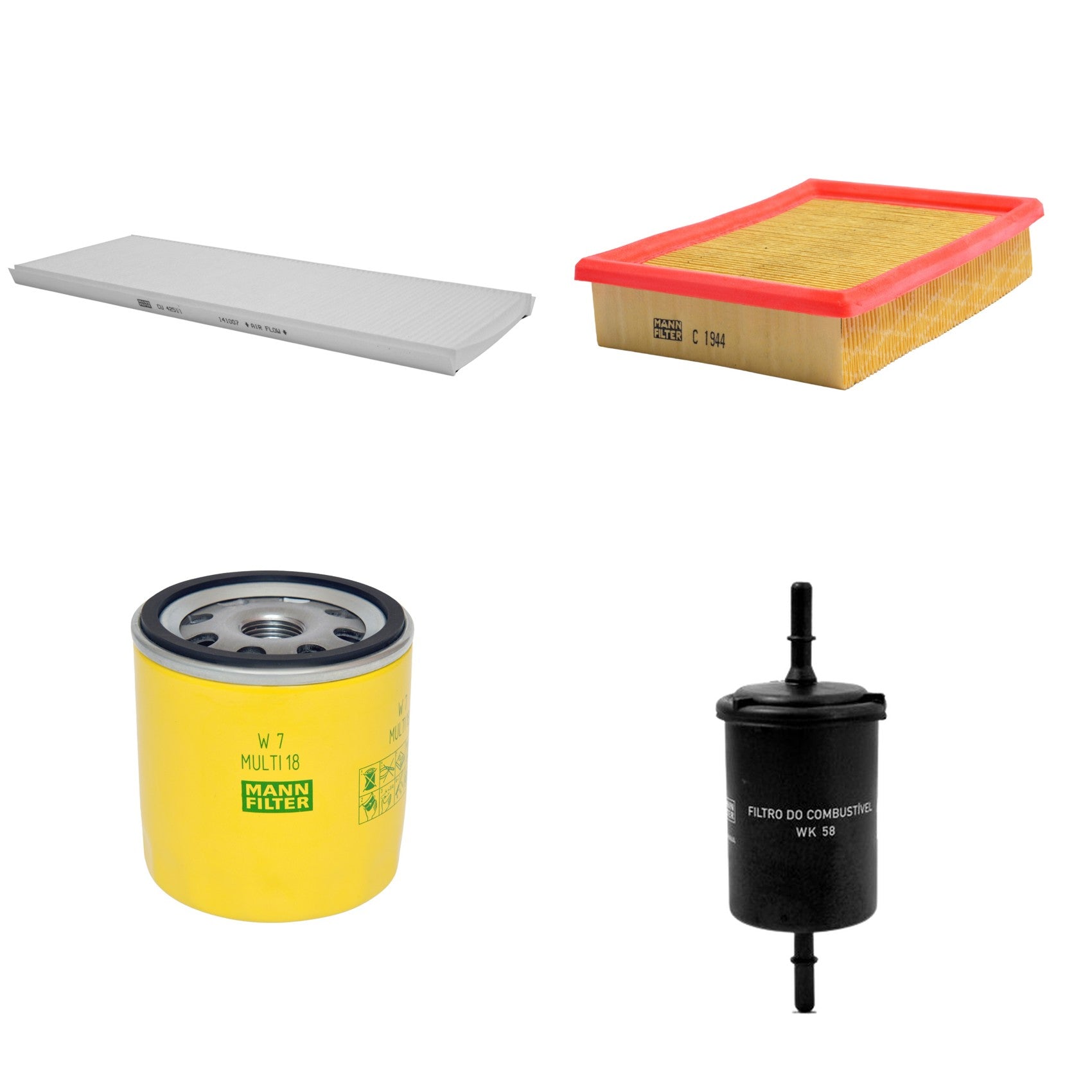 Kit Filtros de Ar Combustível Cabine Ar Condicionado Óleo - Mann-Filter - C1944 - CU4251/1 - W7MULTI18 - WK58 - (1)