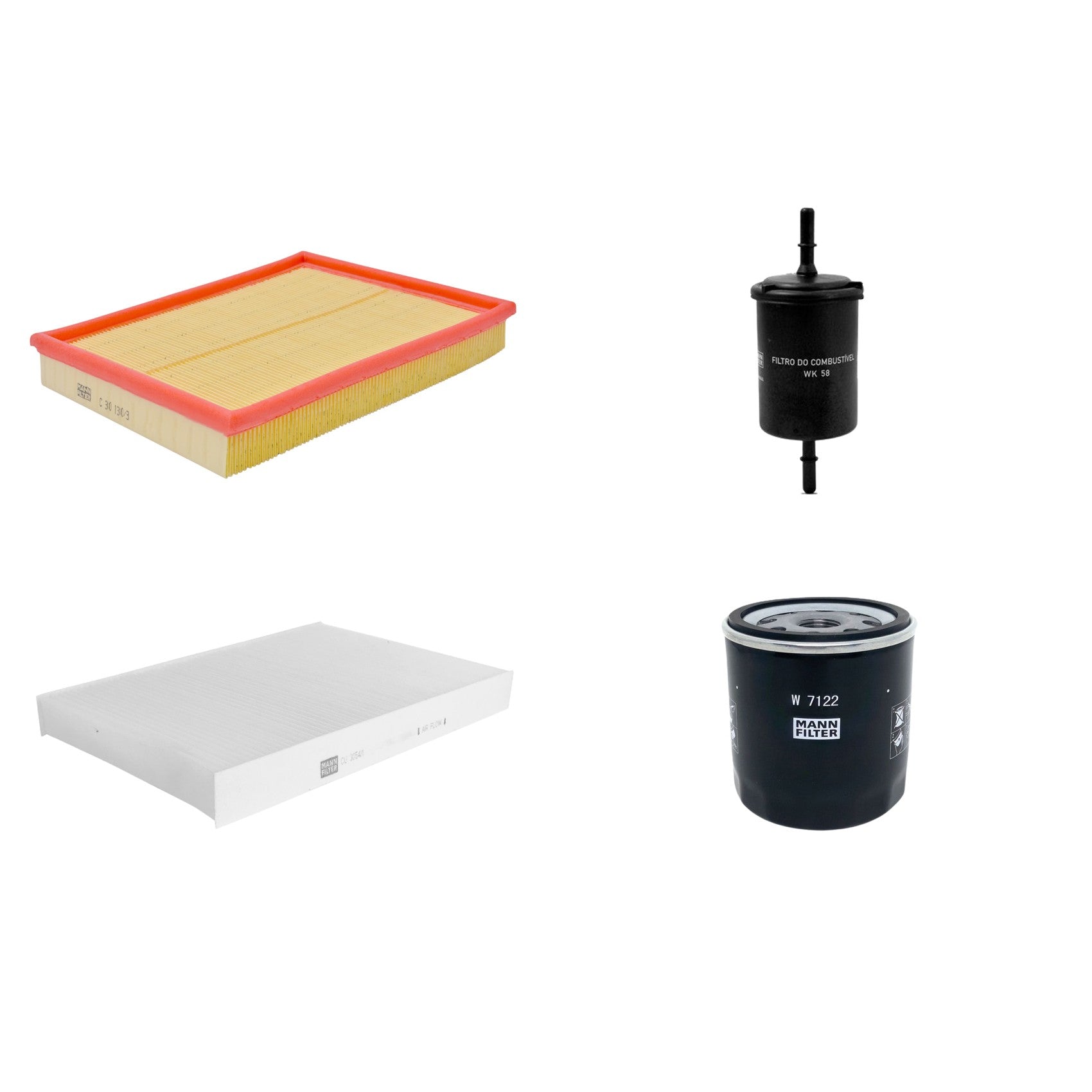 Kit Filtros de Ar Combustível Cabine Ar Condicionado Óleo - Mann-Filter - C30130/3 - CU3054/1 - W7122 - WK58 - (1)