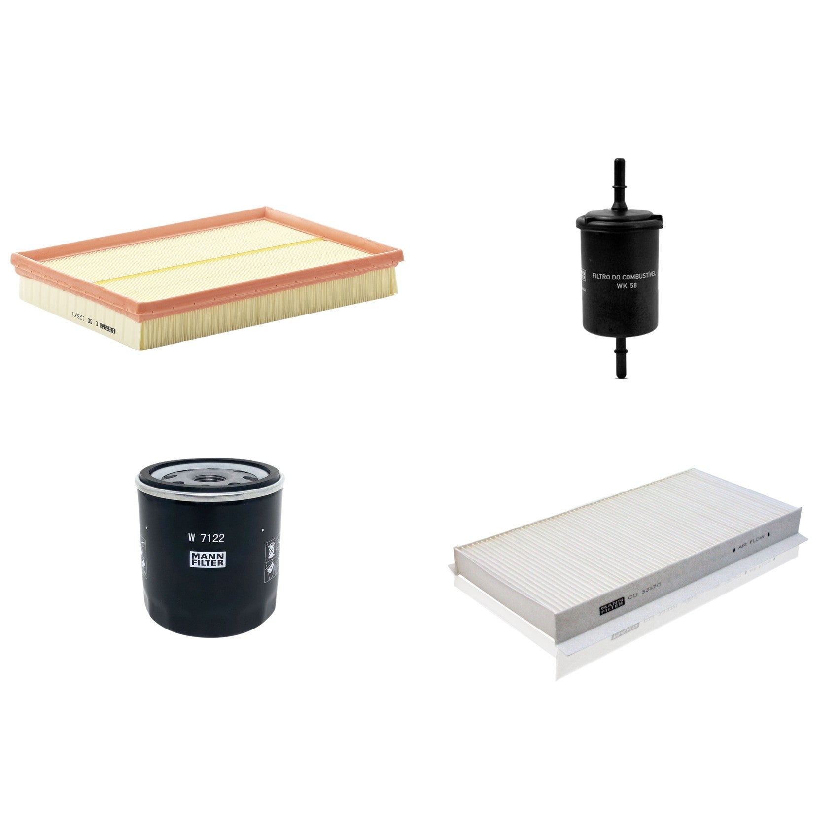 Kit Filtros de Ar Combustível Cabine Ar Condicionado Óleo - Mann-Filter - C30125/1 - CU3337/1 - W7122 - WK58 - (1)