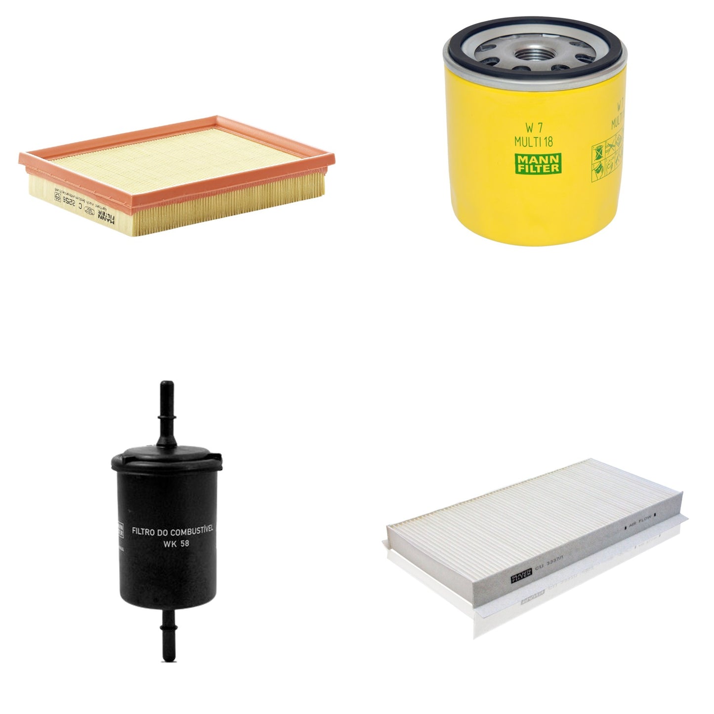 Kit Filtros de Ar Combustível Cabine Ar Condicionado Óleo - Mann-Filter - C2256 - CU3337/1 - W7MULTI18 - WK58 - (1)