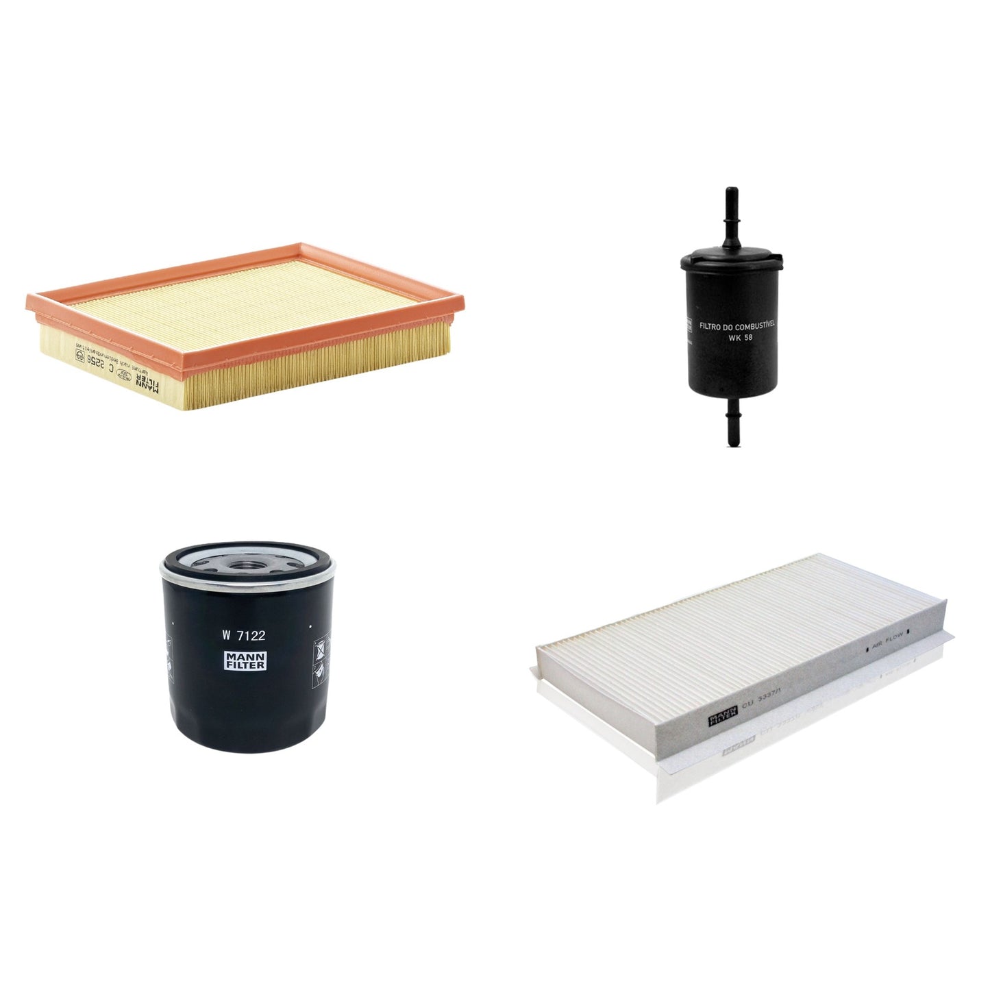 Kit Filtros de Ar Combustível Cabine Ar Condicionado Óleo - Mann-Filter - C2256 - CU3337/1 - W7122 - WK58 - (1)