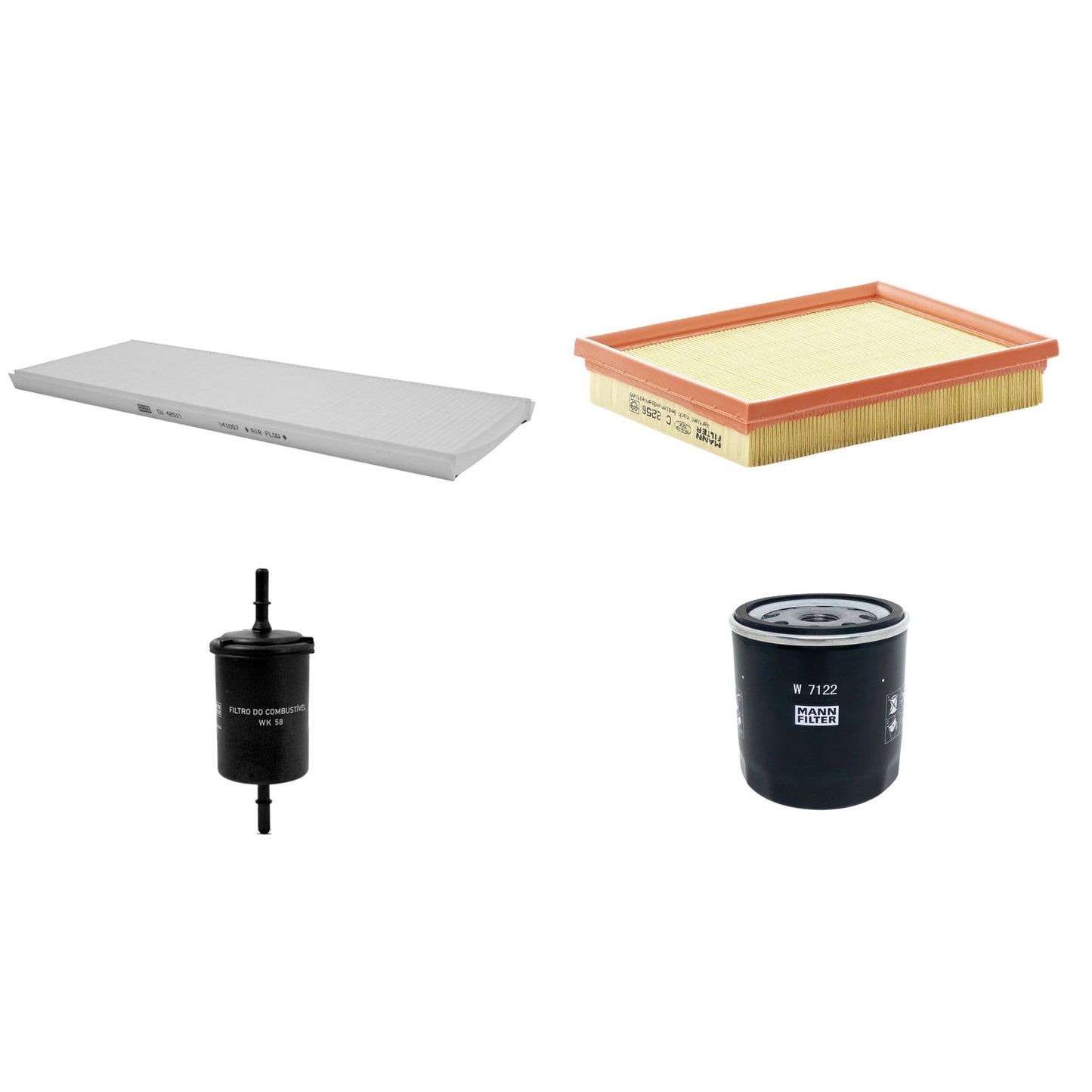 Kit Filtros de Ar Combustível Cabine Ar Condicionado Óleo - Mann-Filter - C2256 - CU4251/1 - W7122 - WK58 - (1)