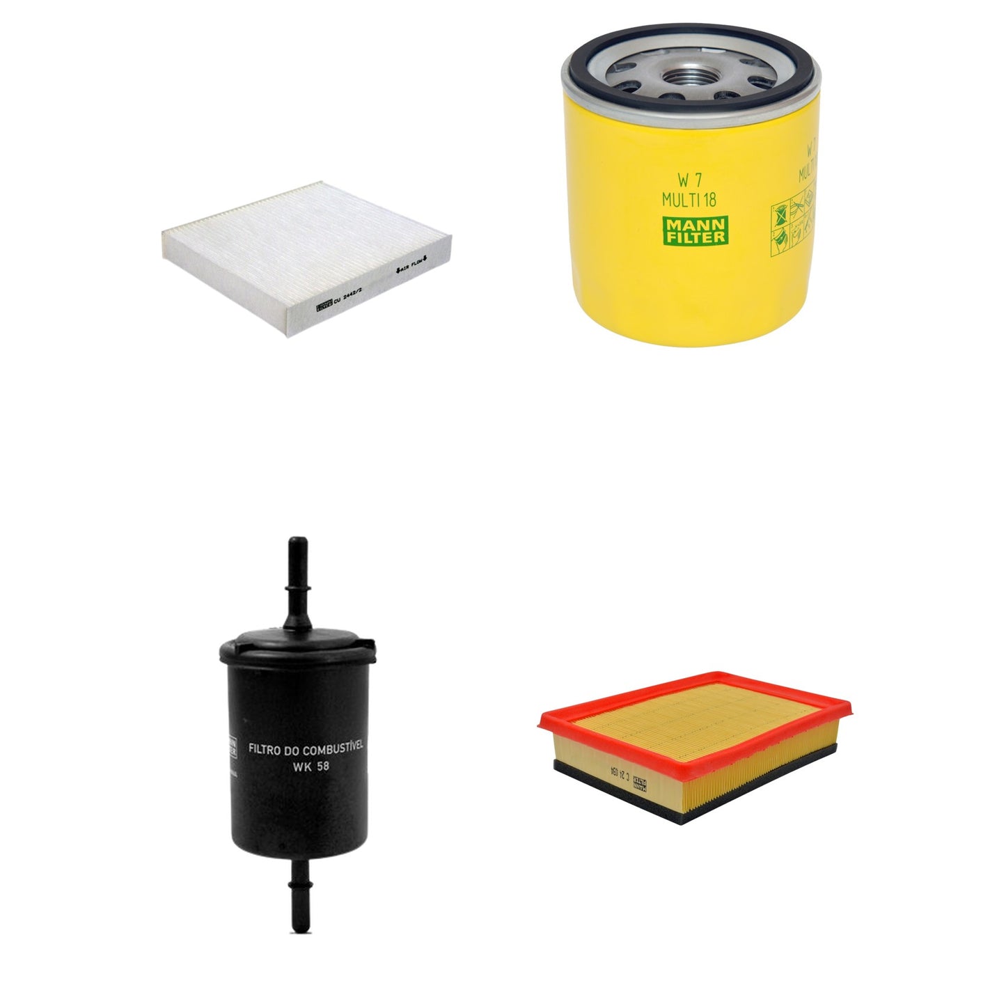 Kit Filtros de Ar Combustível Cabine Ar Condicionado Óleo - Mann-Filter - C24034 - CU2442/2 - W7MULTI18 - WK58 - (1)