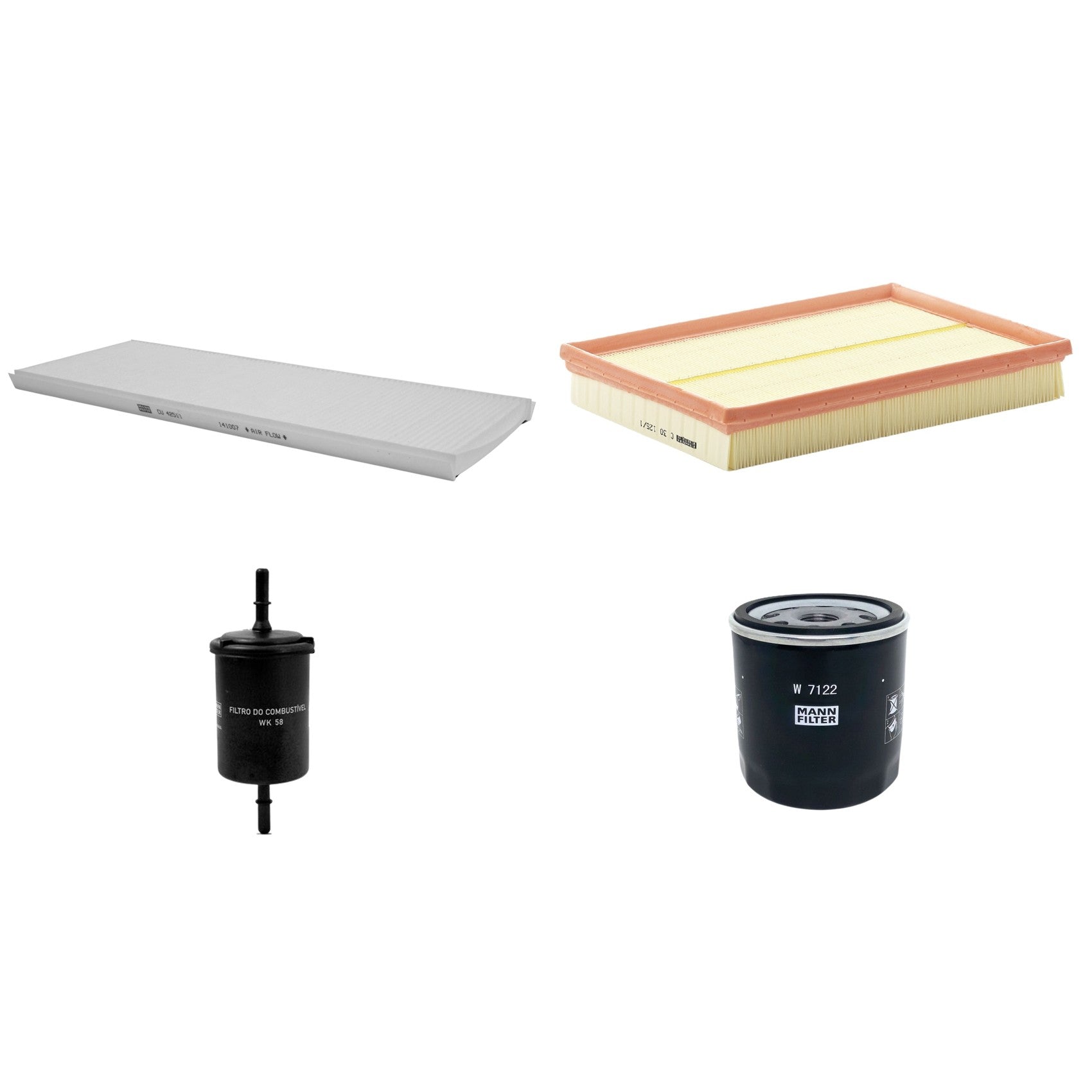 Kit Filtros de Ar Combustível Cabine Ar Condicionado Óleo - Mann-Filter - C30125/1 - CU4251/1 - W7122 - WK58 - (1)
