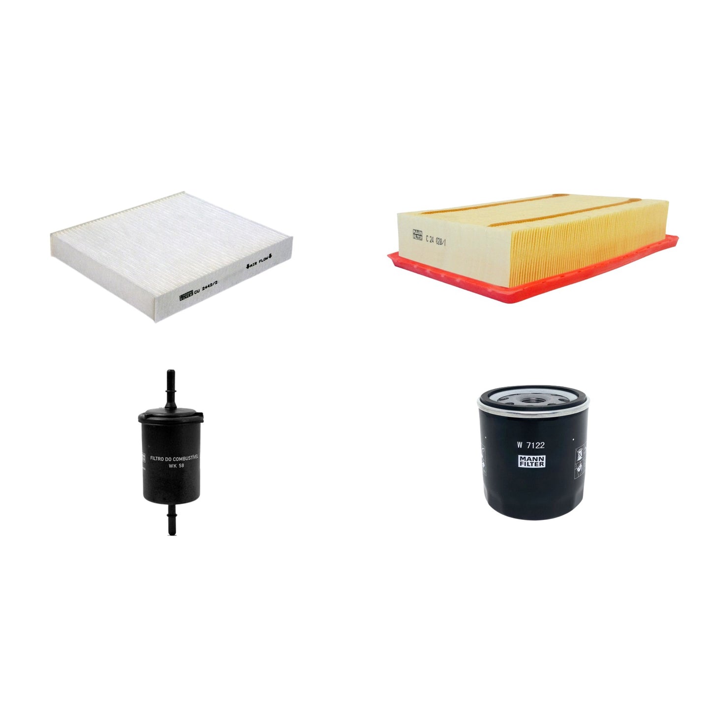 Kit Filtros de Ar Combustível Cabine Ar Condicionado Óleo - Mann-Filter - C24028/1 - CU2442/2 - W7122 - WK58 - (1)