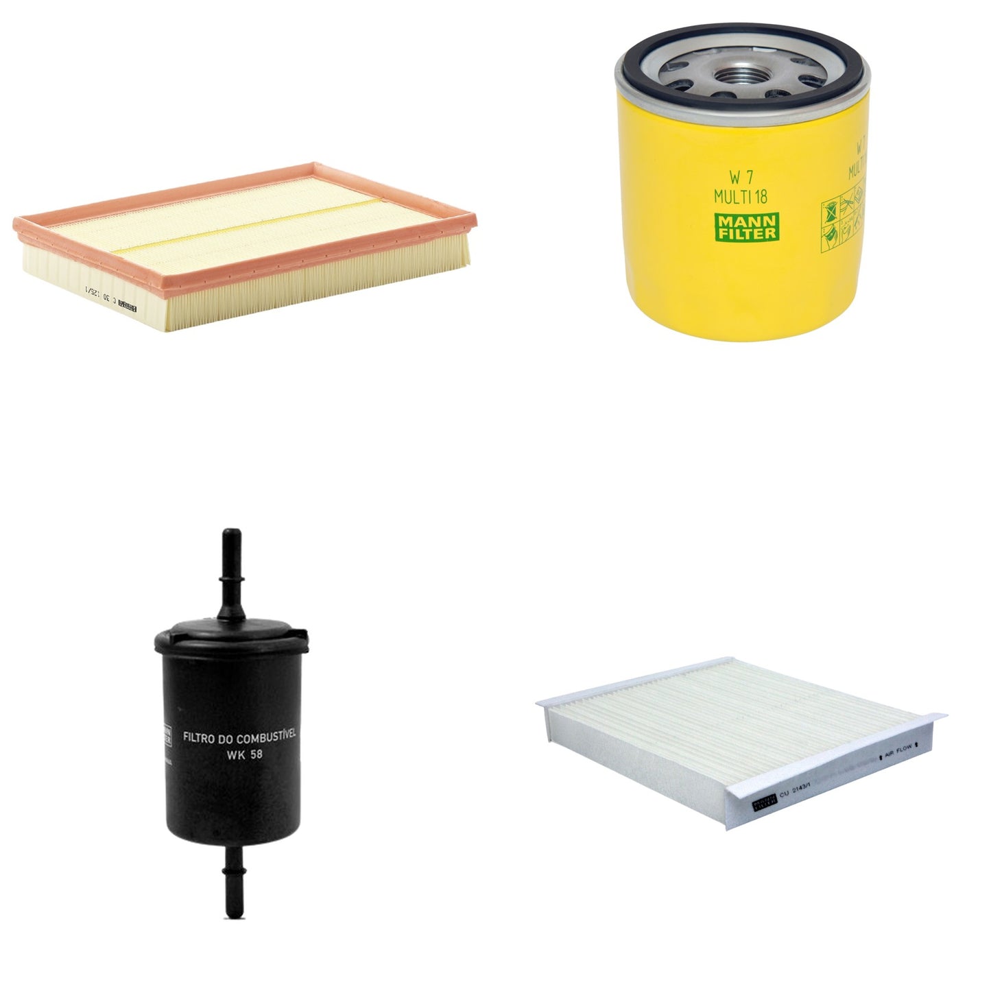 Kit Filtros de Ar Combustível Cabine Ar Condicionado Óleo - Mann-Filter - C30125/1 - CU2143/1 - W7MULTI18 - WK58 - (1)