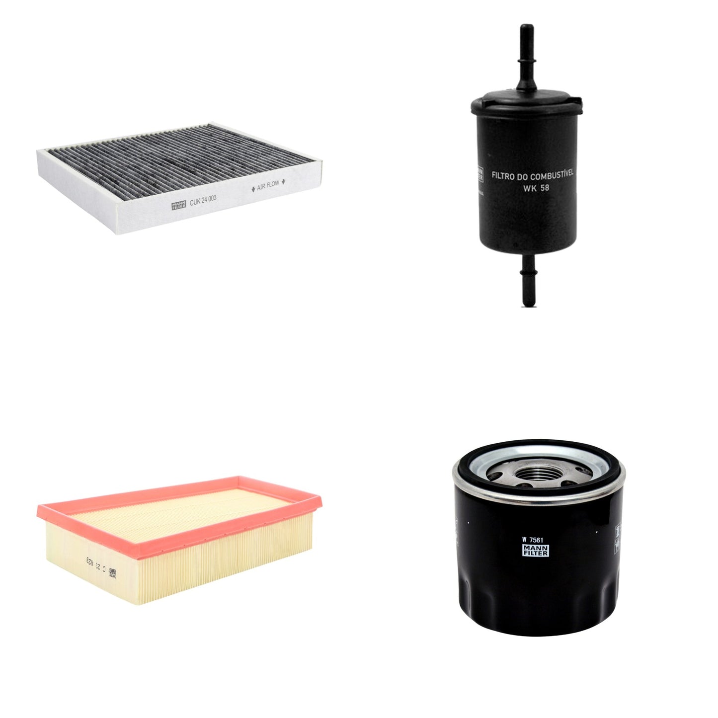 Kit Filtros de Ar Combustível Cabine Ar Condicionado Óleo - Mann-Filter - C23023 - CUK24003 - W7561 - WK58 - (1)