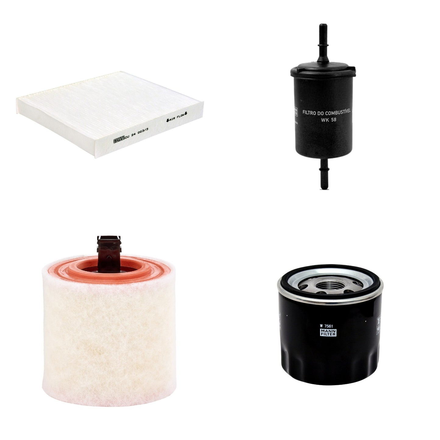 Kit Filtros de Ar Combustível Cabine Ar Condicionado Óleo - Mann-Filter - C16012 - CU24003/3 - W7561 - WK58 - (1)