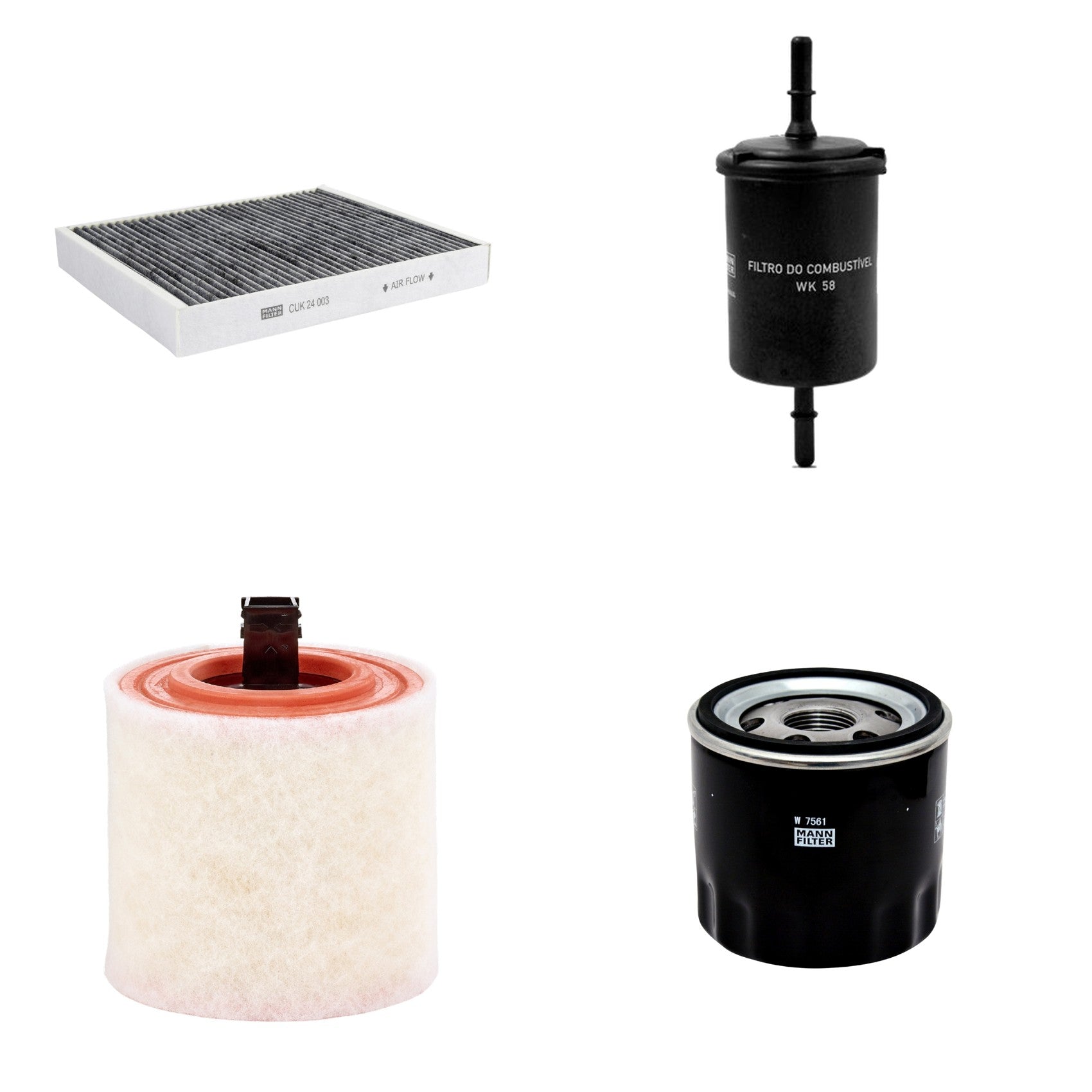 Kit Filtros de Ar Combustível Cabine Ar Condicionado Óleo - Mann-Filter - C16012 - CUK24003 - W7561 - WK58 - (1)