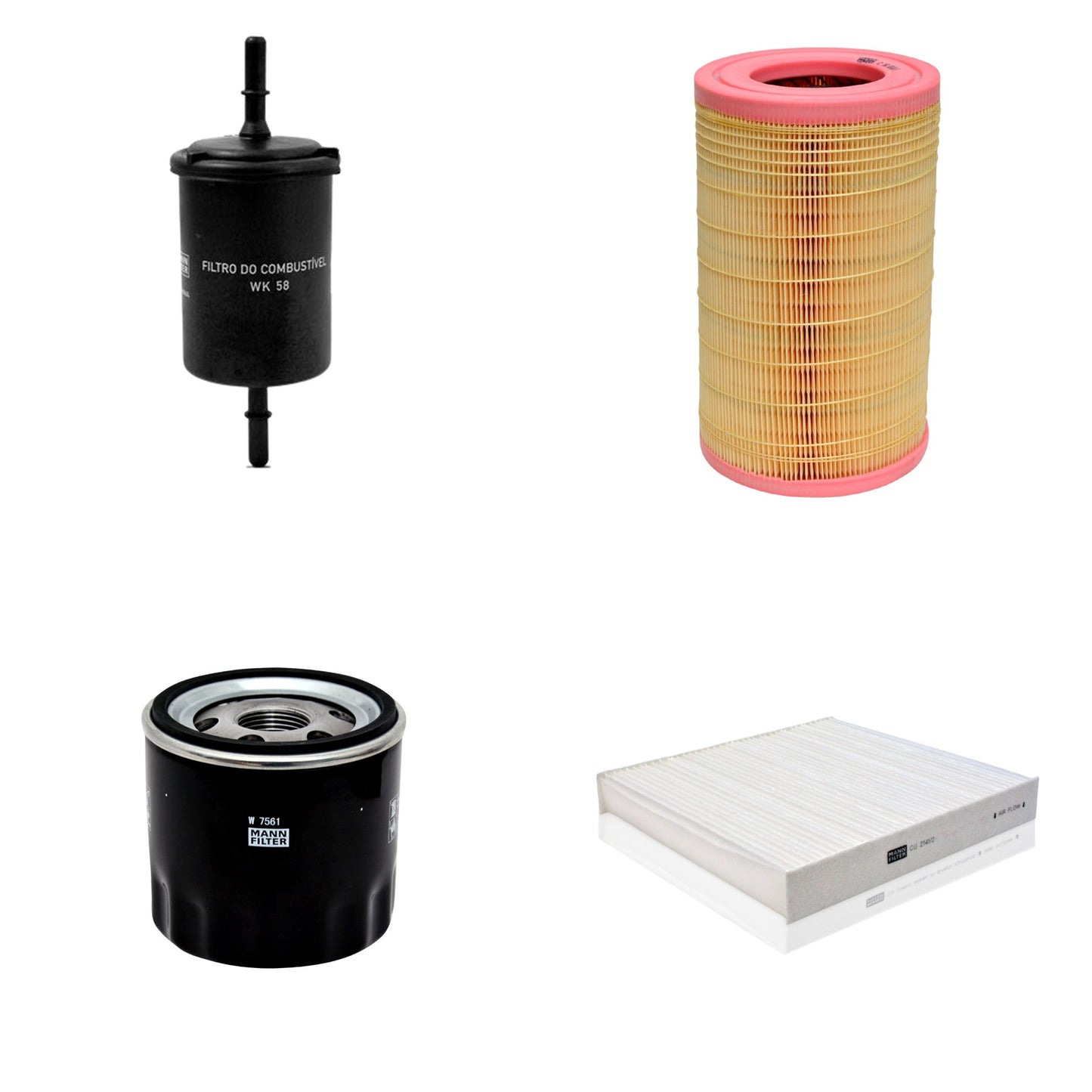 Kit Filtros de Ar Combustível Cabine Ar Condicionado Óleo - Mann-Filter - C16010/1 - CU2141/2 - W7561 - WK58 - (1)