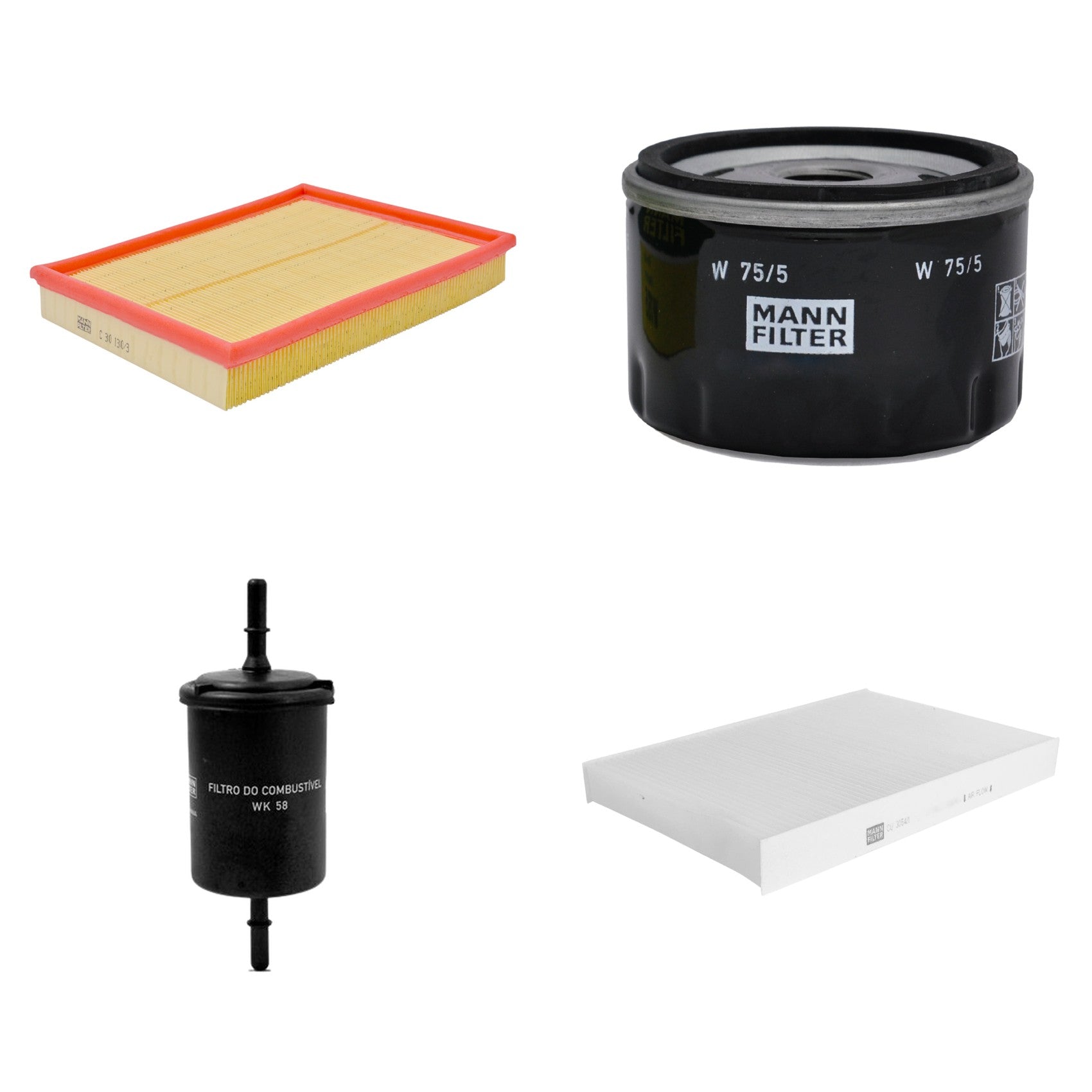 Kit Filtros de Ar Combustível Cabine Ar Condicionado Óleo - Mann-Filter - C30130/3 - CU3054/1 - W75/5 - WK58 - (1)