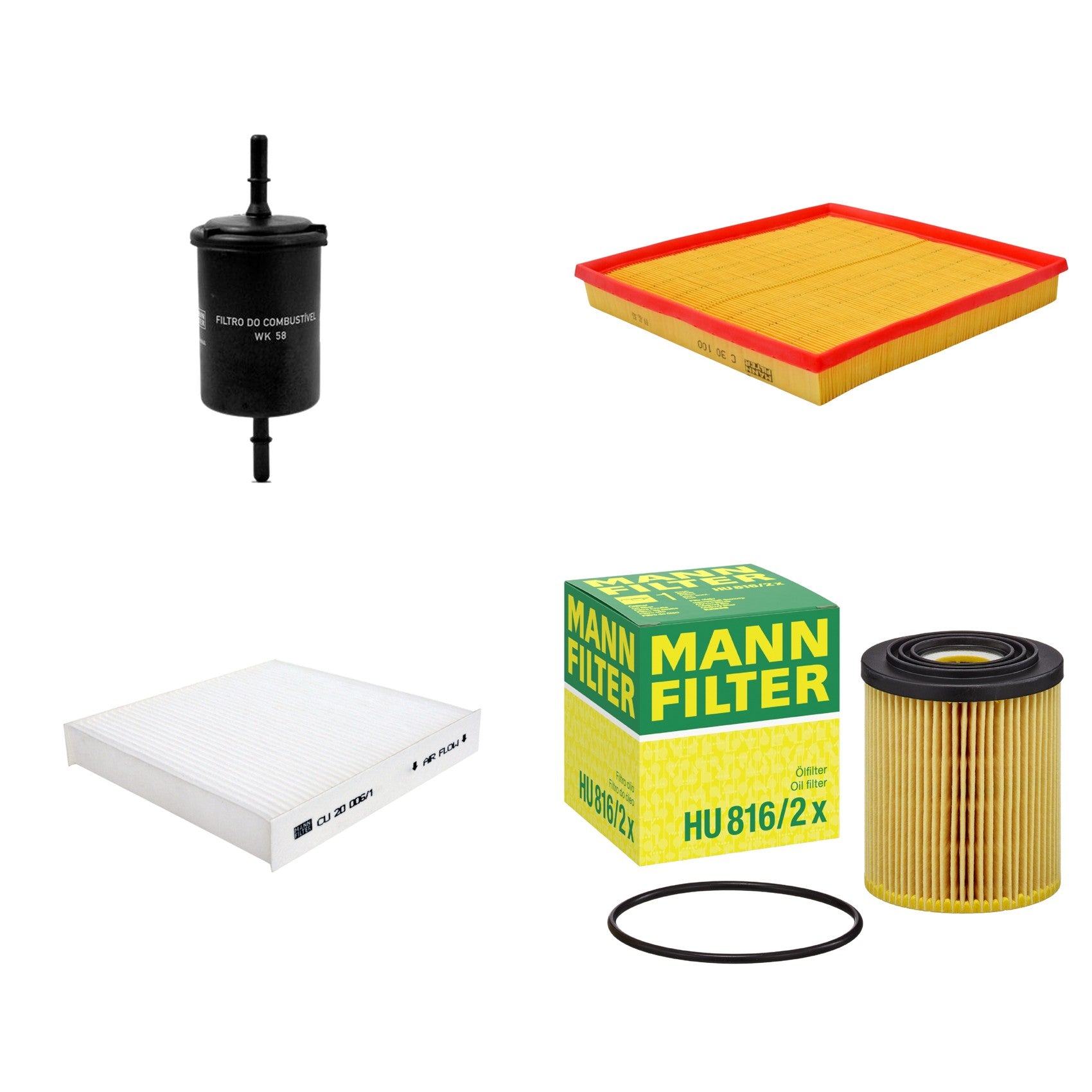 Kit Filtros de Ar Combustível Cabine Ar Condicionado Óleo - Mann-Filter - C30100 - CU20006/1 - HU816/2x - WK58 - (1)