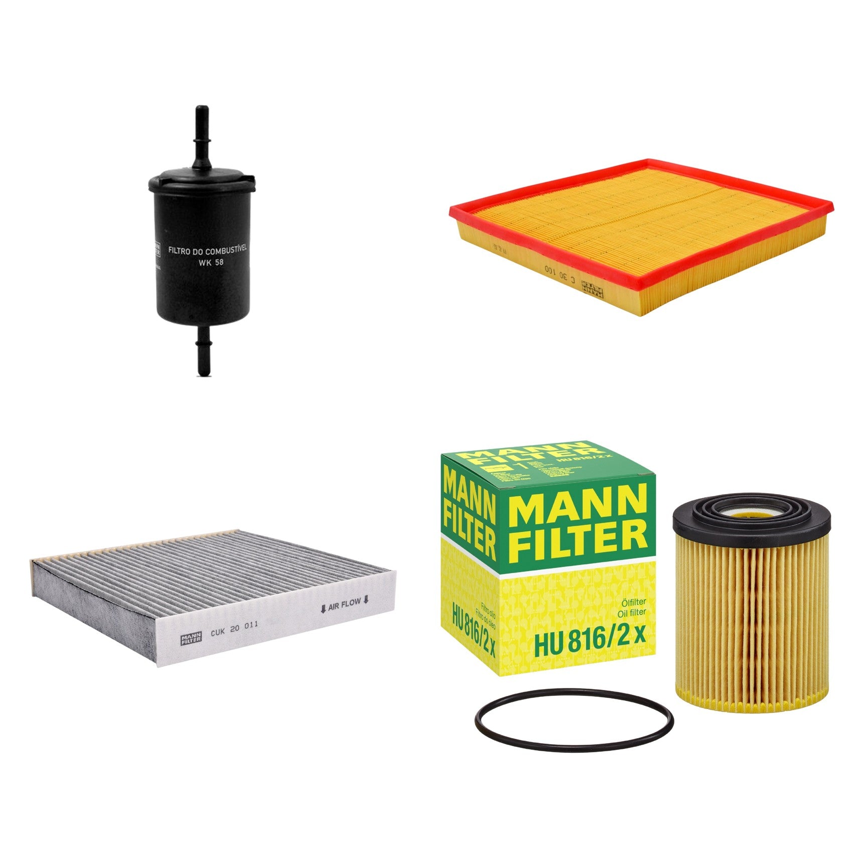 Kit Filtros de Ar Combustível Cabine Ar Condicionado Óleo - Mann-Filter - C30100 - CUK20011 - HU816/2x - WK58 - (1)
