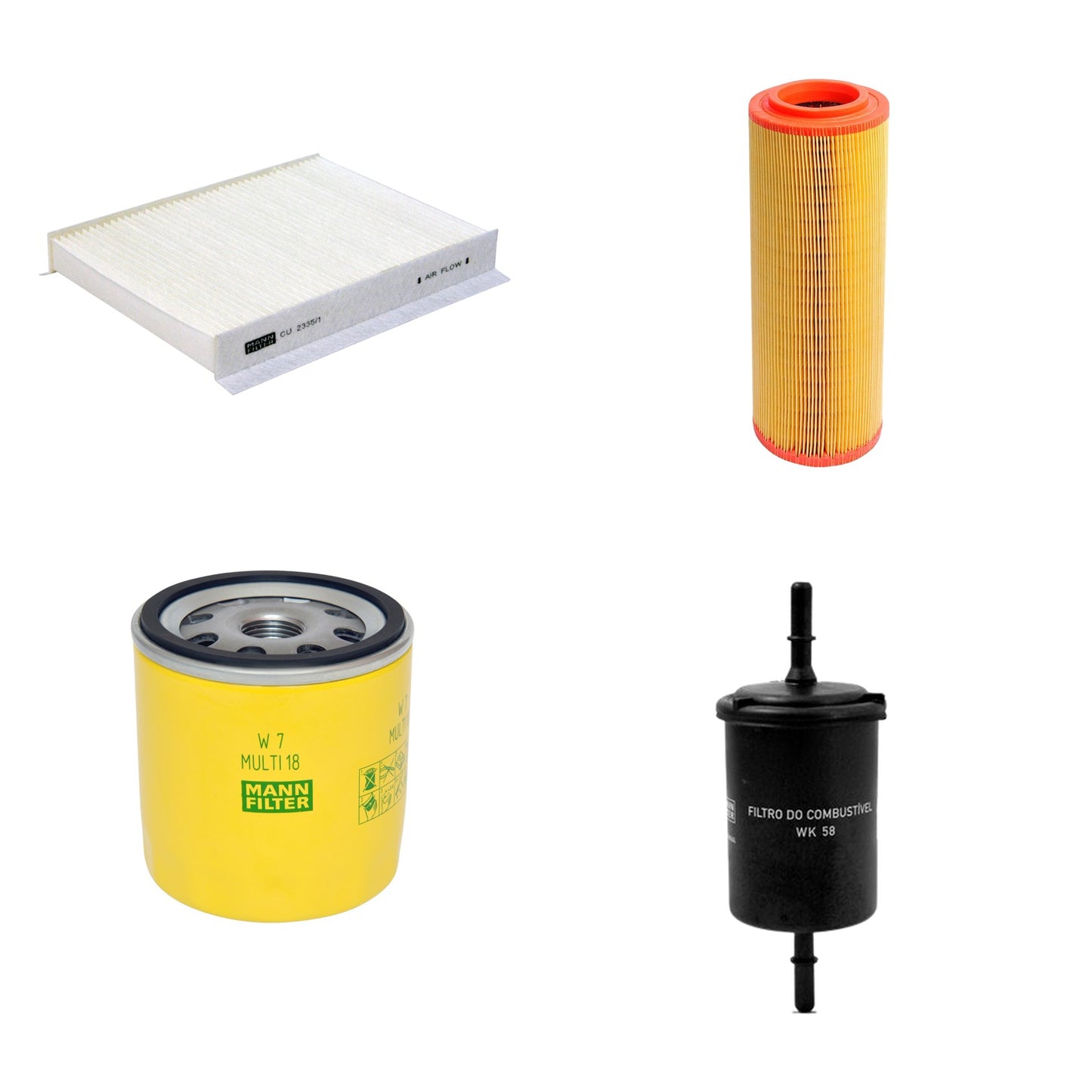 Kit Filtros de Ar Combustível Cabine Ar Condicionado Óleo - Mann-Filter - C11127 - CU2335/1 - W7MULTI18 - WK58 - (1)