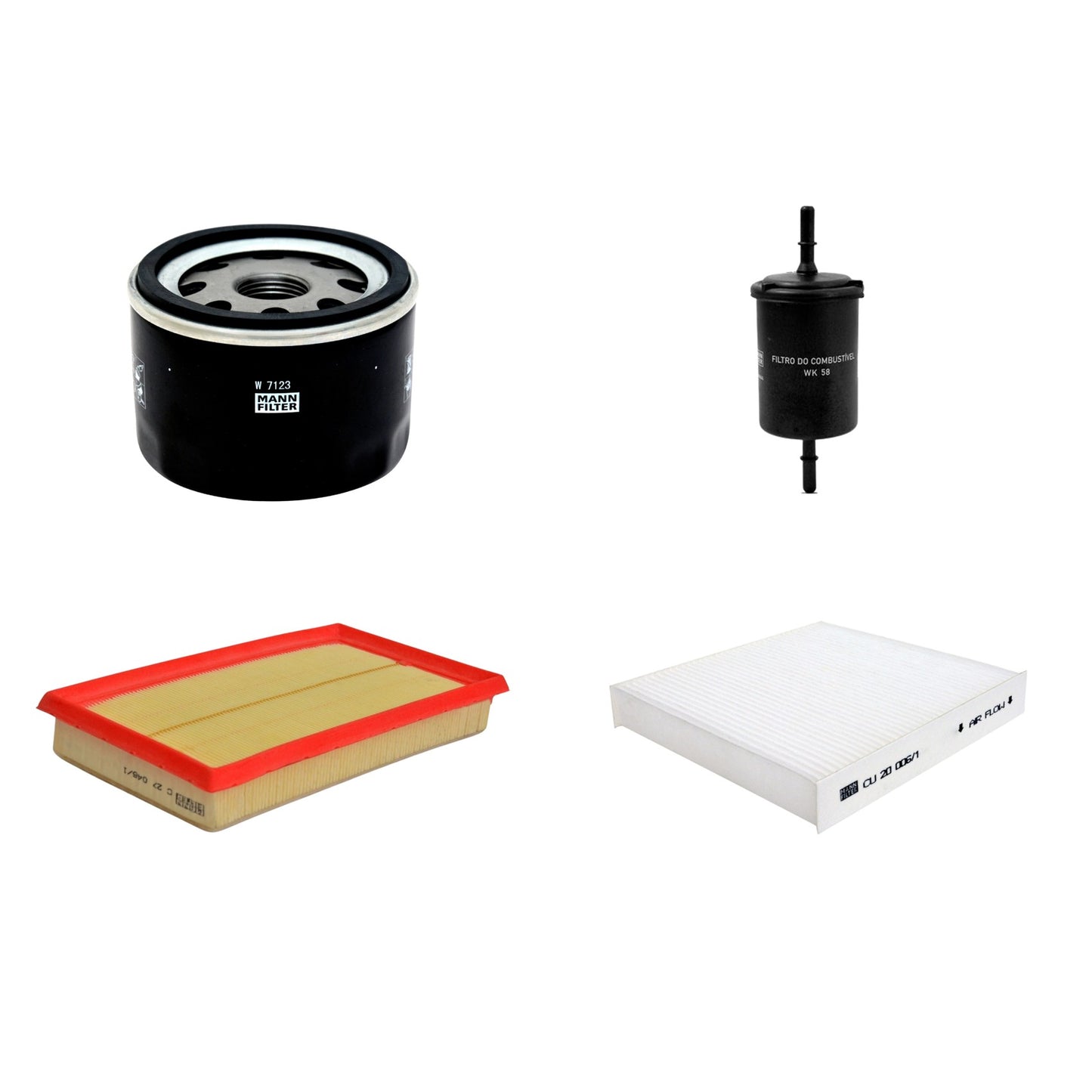 Kit Filtros de Ar Combustível Cabine Ar Condicionado Óleo - Mann-Filter - C27046/1 - CU20006/1 - W7123 - WK58 - (1)