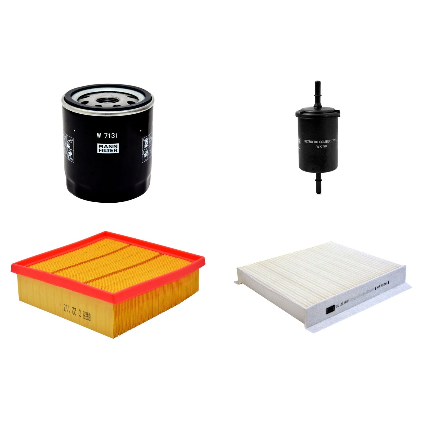 Kit Filtros de Ar Combustível Cabine Ar Condicionado Óleo - Mann-Filter - C22113 - CU20001/1 - W7131 - WK58 - (1)