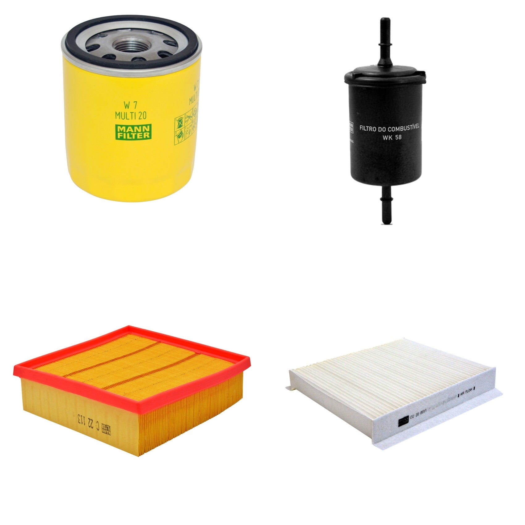Kit Filtros de Ar Combustível Cabine Ar Condicionado Óleo - Mann-Filter - C22113 - CU20001/1 - W7MULTI20 - WK58 - (1)