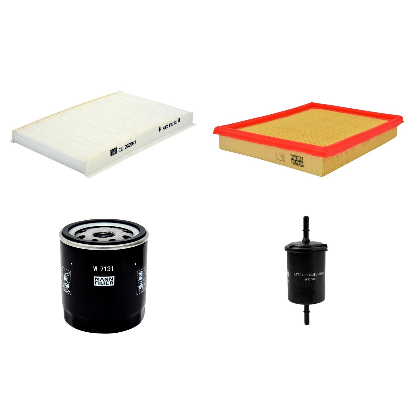 Kit Filtros de Ar Combustível Cabine Ar Condicionado Óleo - Mann-Filter - C2585 - CU2629/1 - W7131 - WK58 - (1)