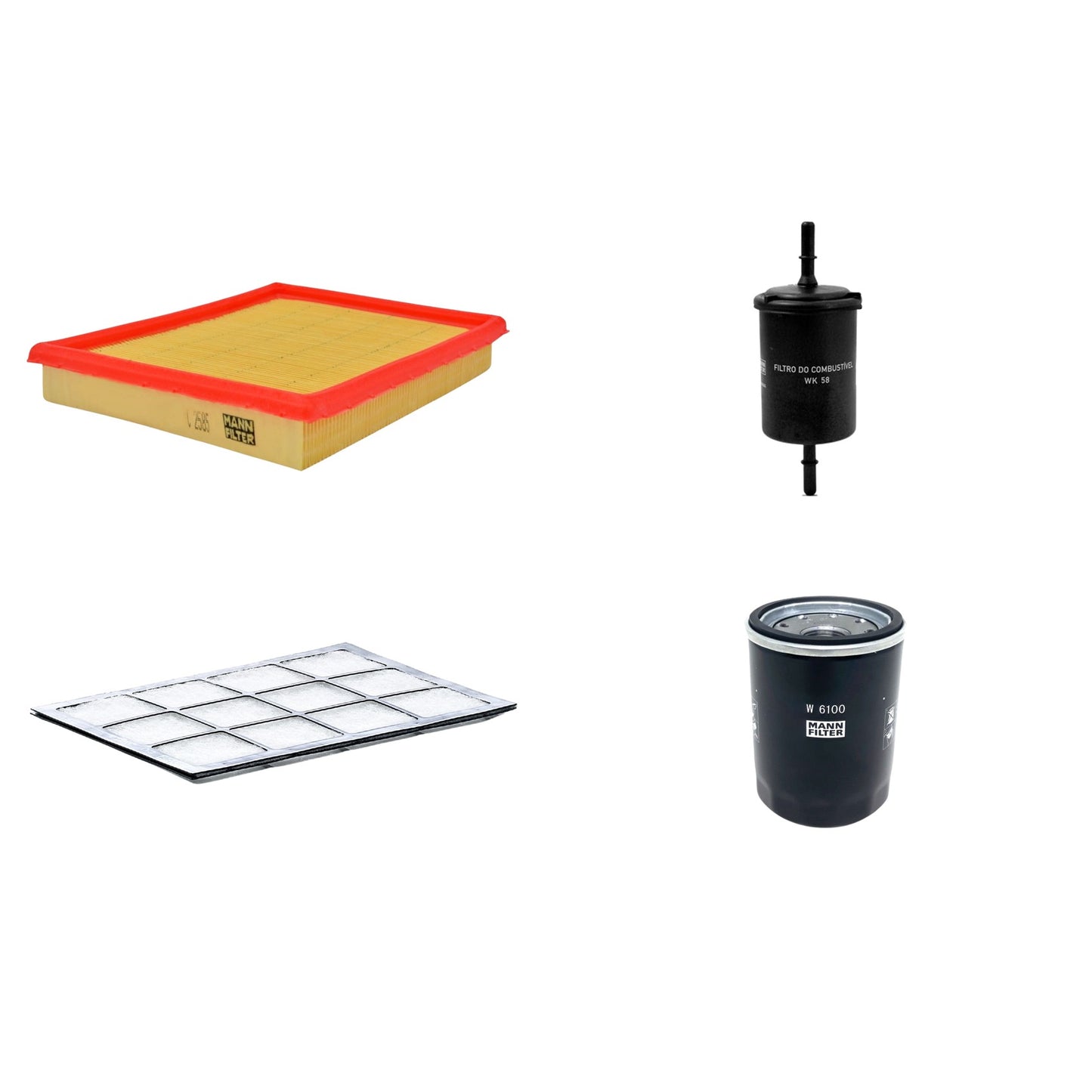 Kit Filtros de Ar Combustível Cabine Ar Condicionado Óleo - Mann-Filter - C2585 - CU2504 - W6100 - WK58 - (1)