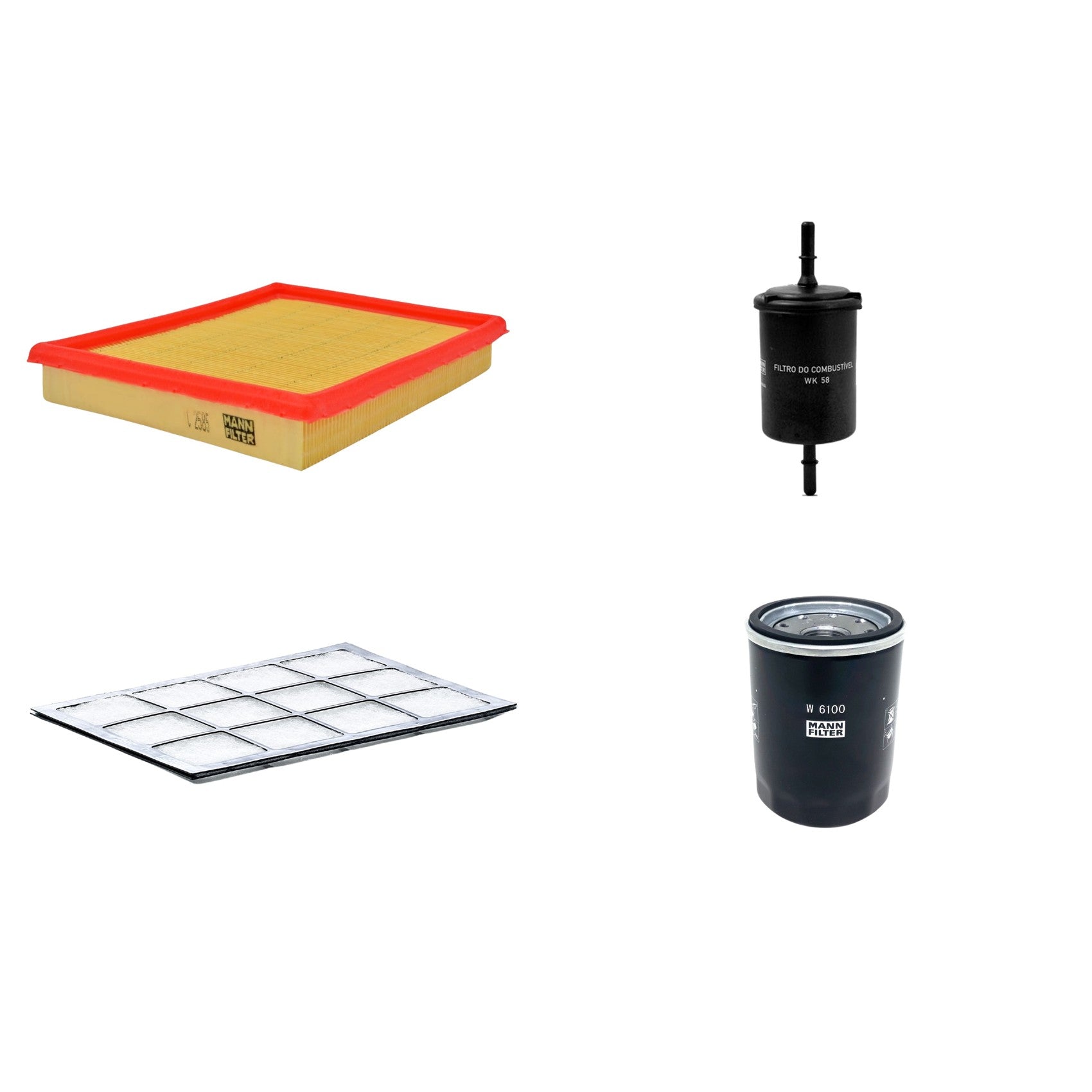 Kit Filtros de Ar Combustível Cabine Ar Condicionado Óleo - Mann-Filter - C2585 - CU2504 - W6100 - WK58 - (1)