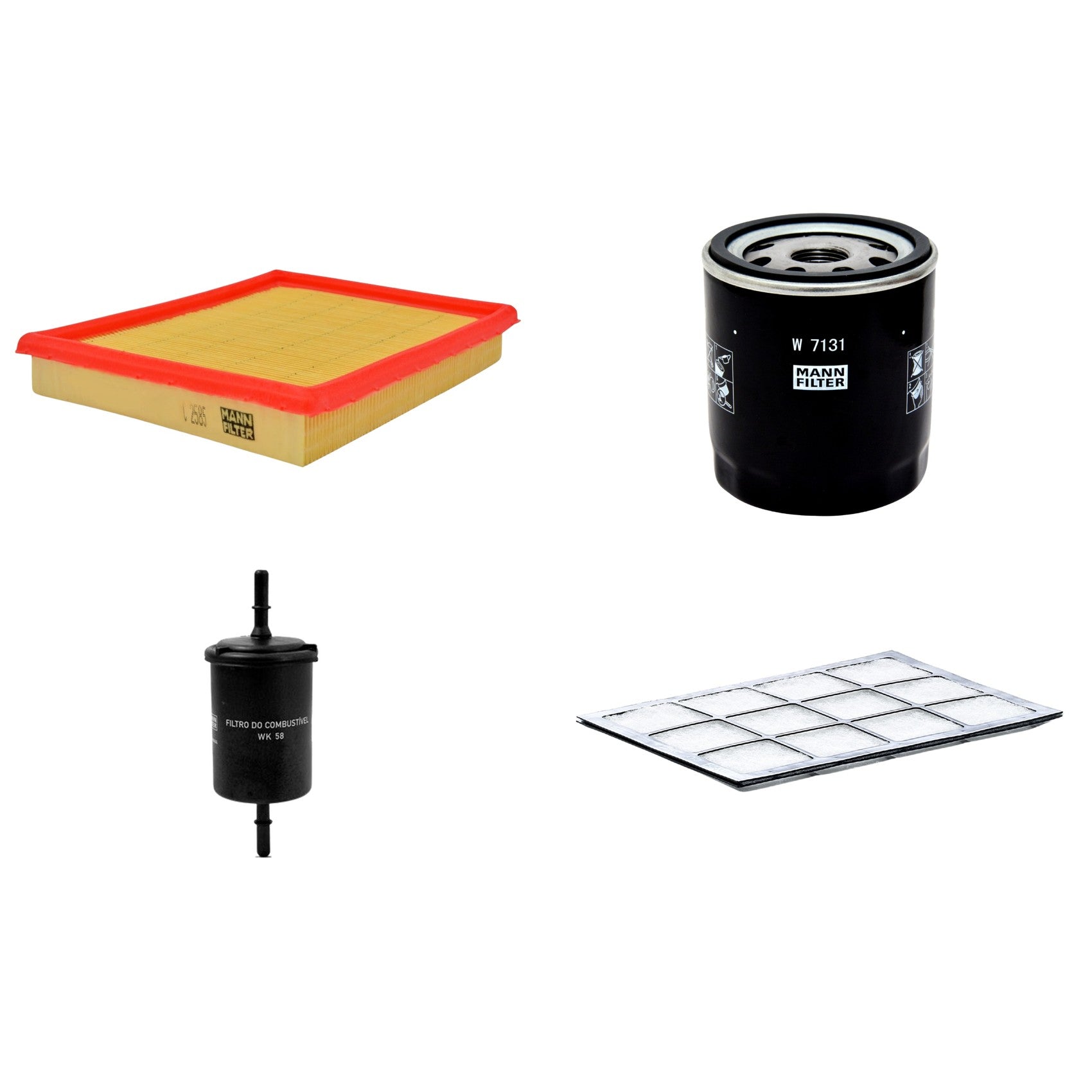 Kit Filtros de Ar Combustível Cabine Ar Condicionado Óleo - Mann-Filter - C2585 - CU2504 - W7131 - WK58 - (1)