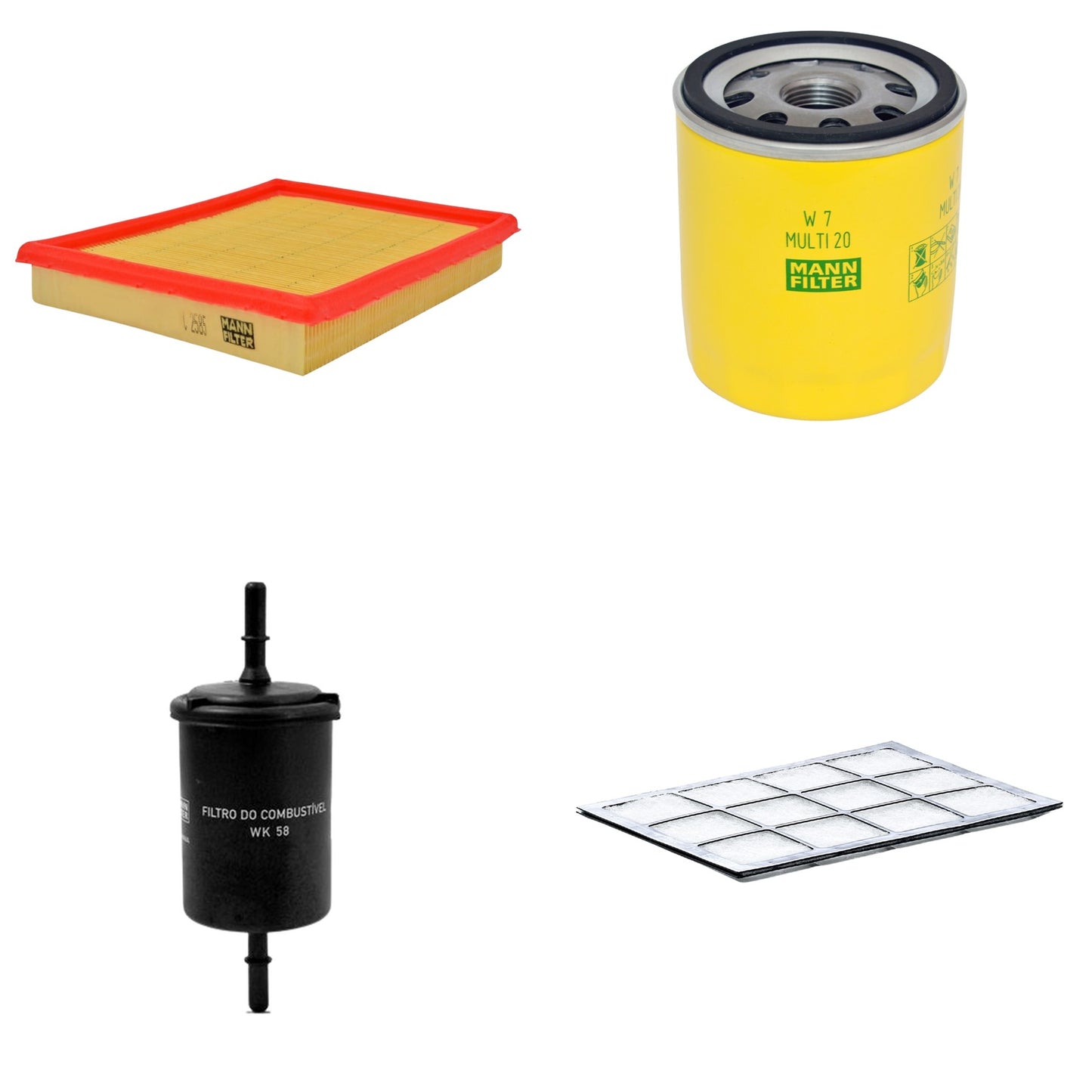 Kit Filtros de Ar Combustível Cabine Ar Condicionado Óleo - Mann-Filter - C2585 - CU2504 - W7MULTI20 - WK58 - (1)