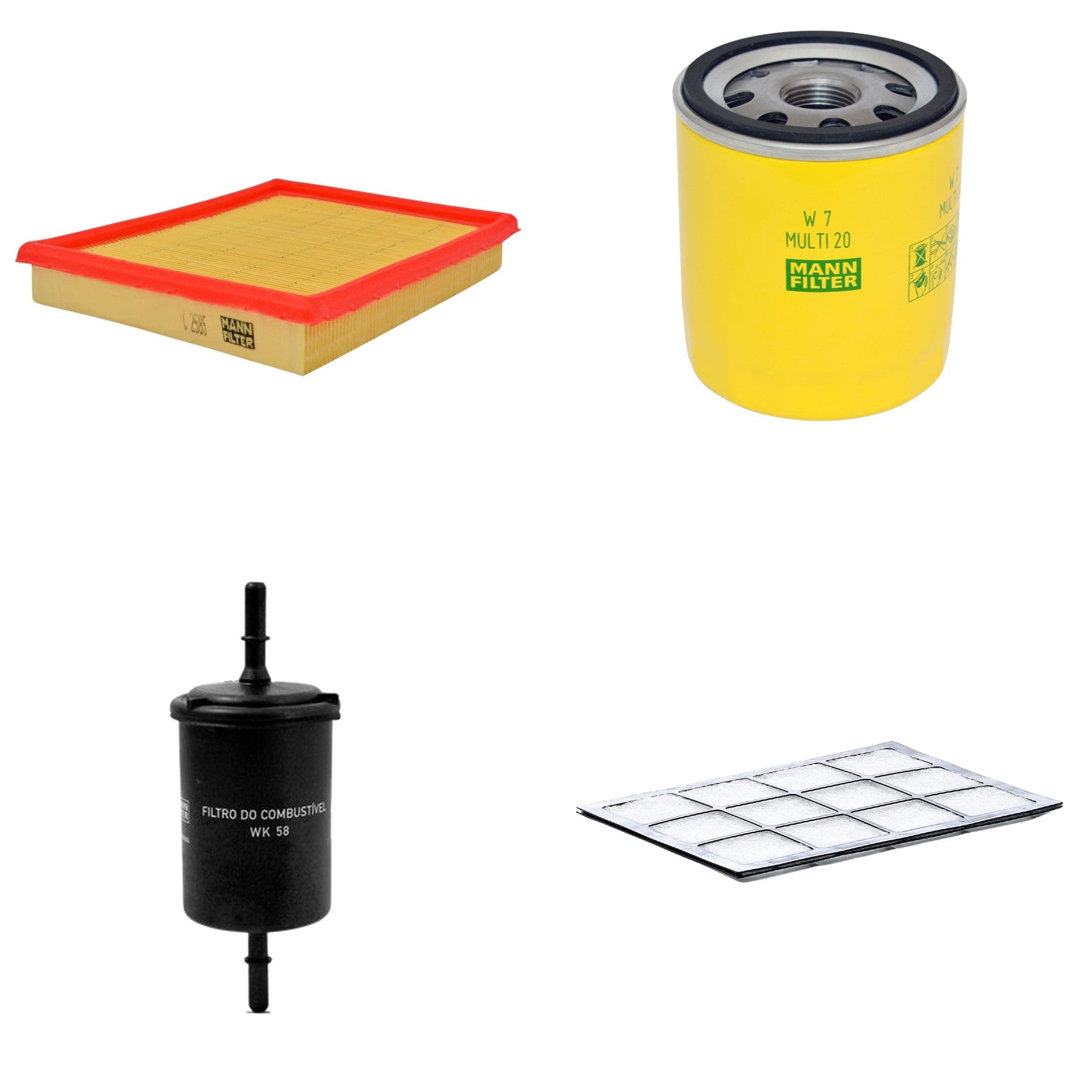 Kit Filtros de Ar Combustível Cabine Ar Condicionado Óleo - Mann-Filter - C2585 - CU2504 - W7MULTI20 - WK58 - (1)
