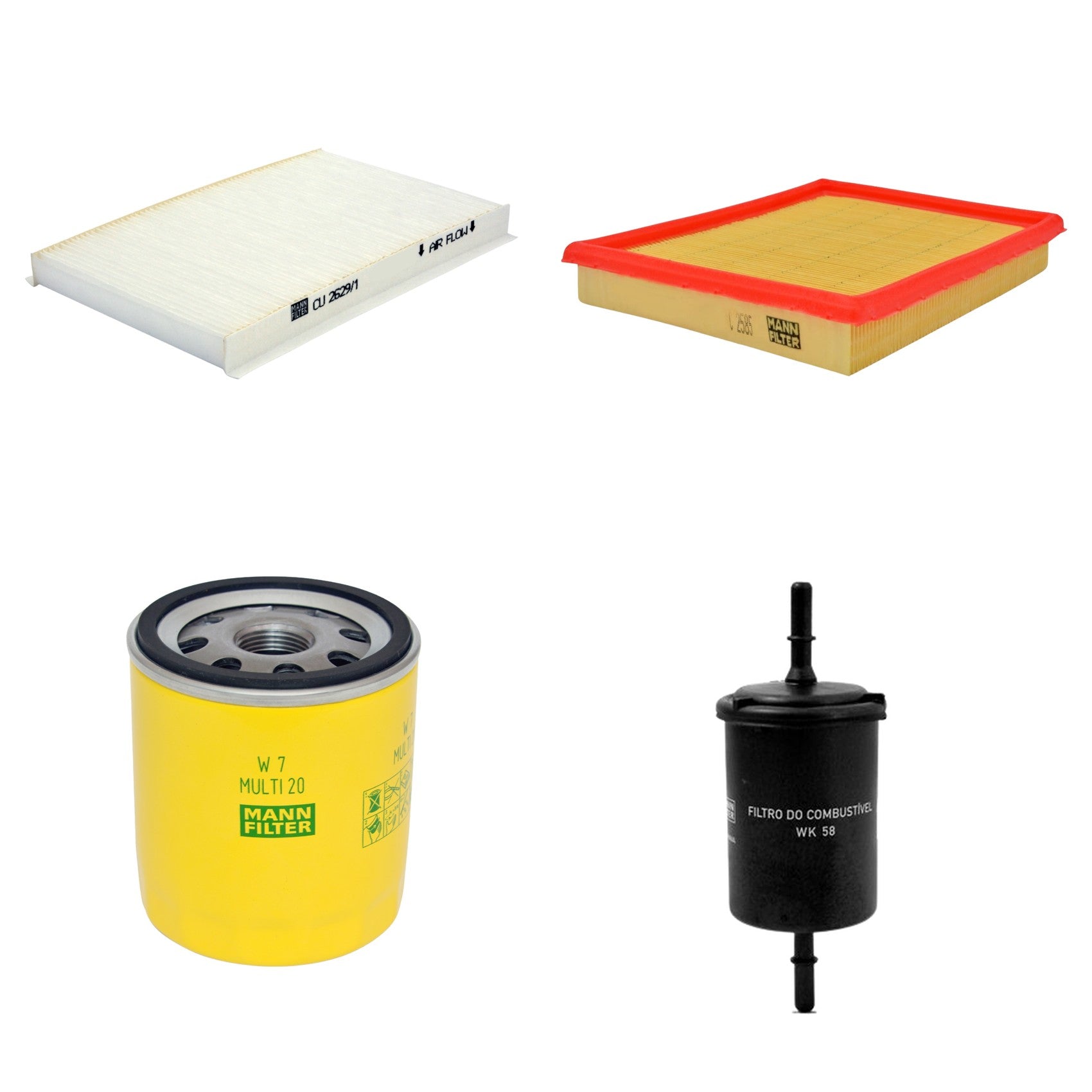 Kit Filtros de Ar Combustível Cabine Ar Condicionado Óleo - Mann-Filter - C2585 - CU2629/1 - W7MULTI20 - WK58 - (1)