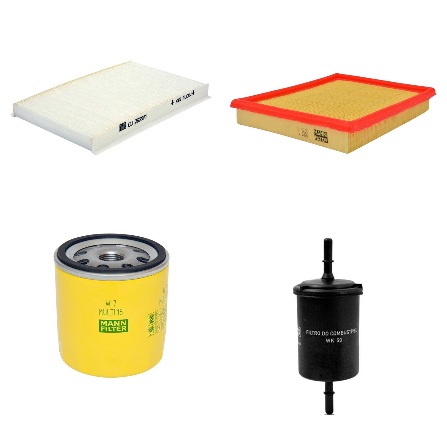Kit Filtros de Ar Combustível Cabine Ar Condicionado Óleo - Mann-Filter - C2585 - CU2629/1 - W7MULTI18 - WK58 - (1)