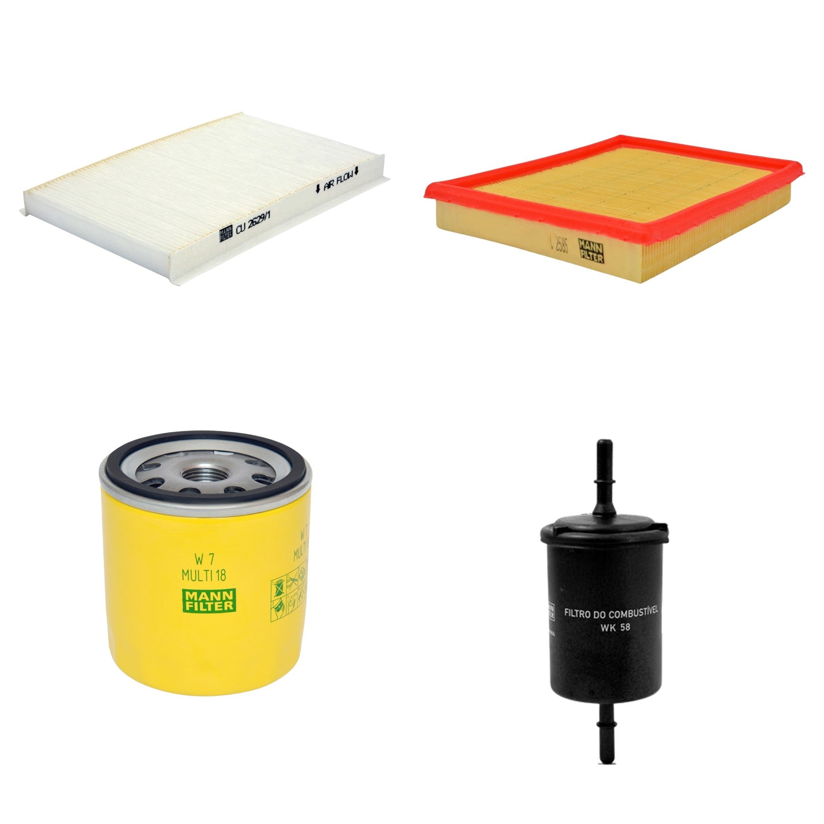 Kit Filtros de Ar Combustível Cabine Ar Condicionado Óleo - Mann-Filter - C2585 - CU2629/1 - W7MULTI18 - WK58 - (1)