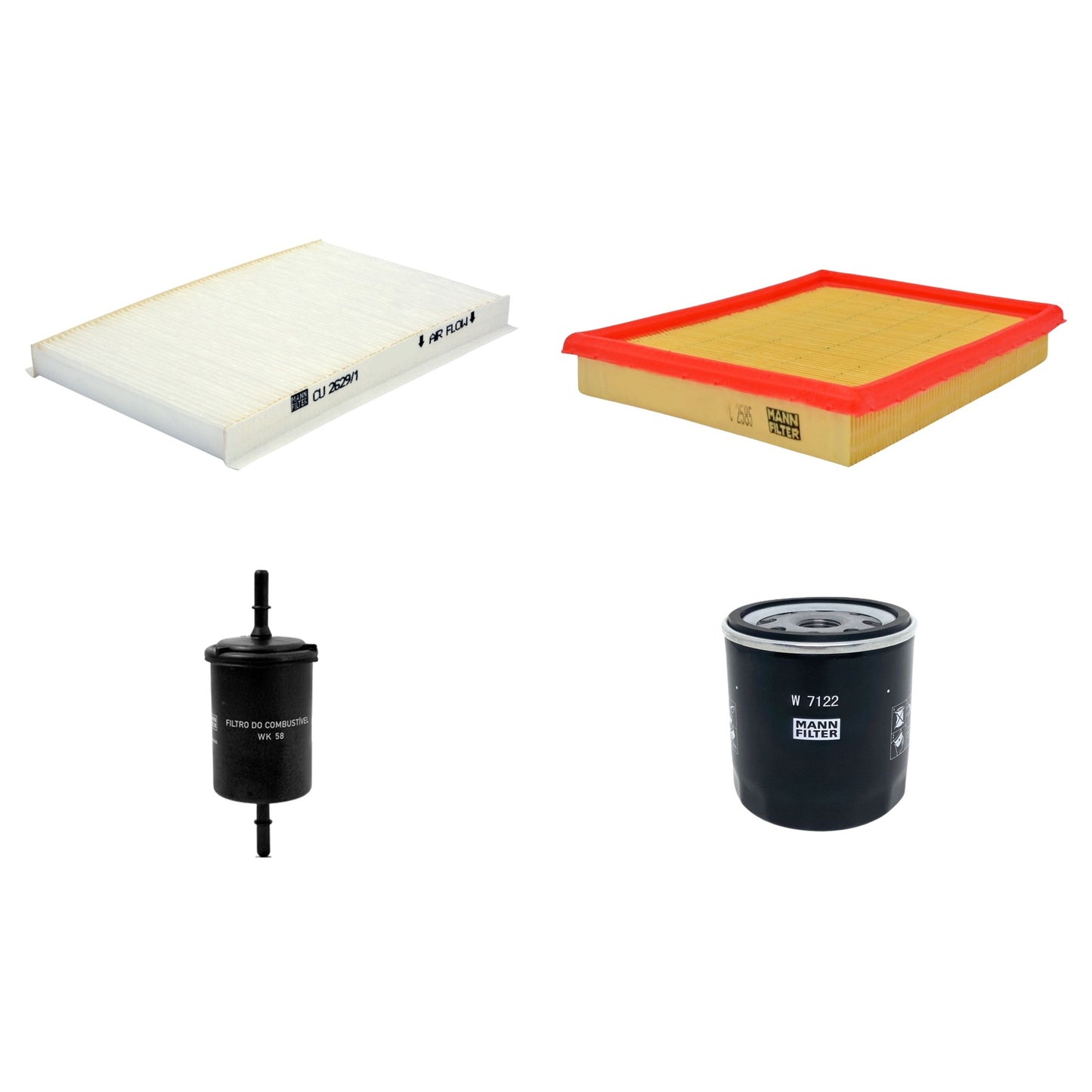 Kit Filtros de Ar Combustível Cabine Ar Condicionado Óleo - Mann-Filter - C2585 - CU2629/1 - W7122 - WK58 - (1)