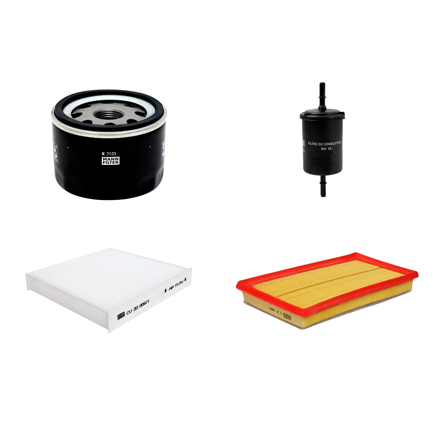 Kit Filtros de Ar Combustível Cabine Ar Condicionado Óleo - Mann-Filter - C31028/1 - CU20006/1 - W7123 - WK58 - (1)