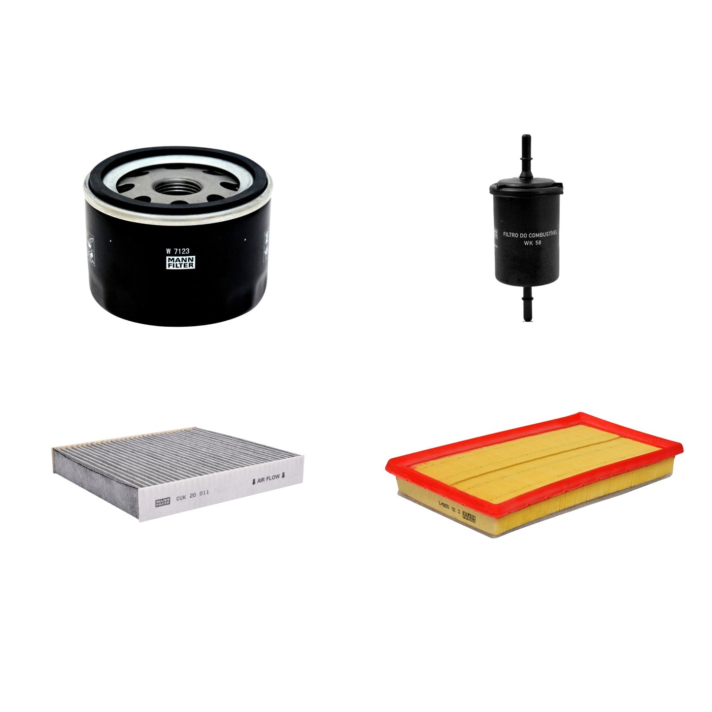 Kit Filtros de Ar Combustível Cabine Ar Condicionado Óleo - Mann-Filter - C31028/1 - CUK20011 - W7123 - WK58 - (1)