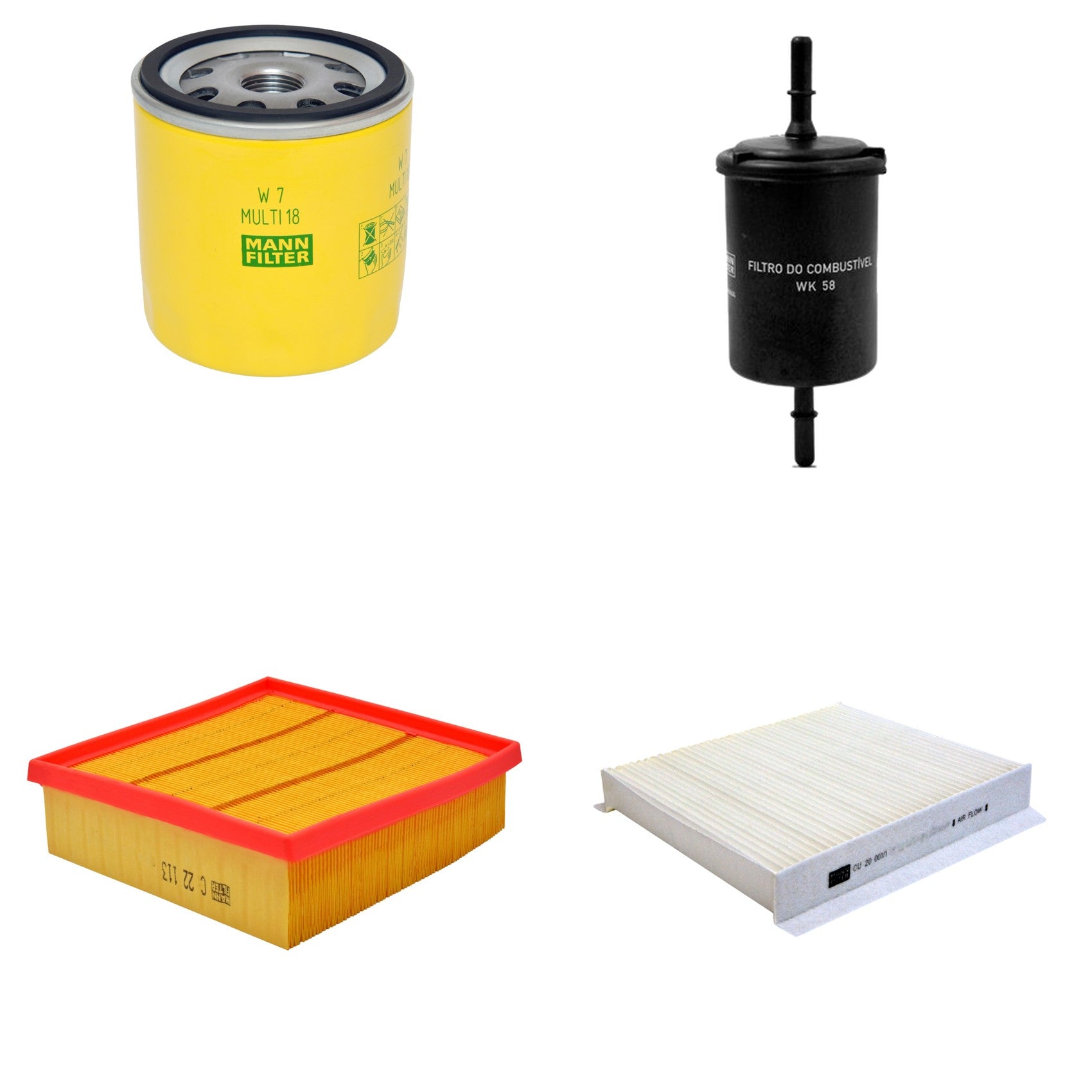 Kit Filtros de Ar Combustível Cabine Ar Condicionado Óleo - Mann-Filter - C22113 - CU20001/1 - W7MULTI18 - WK58 - (1)