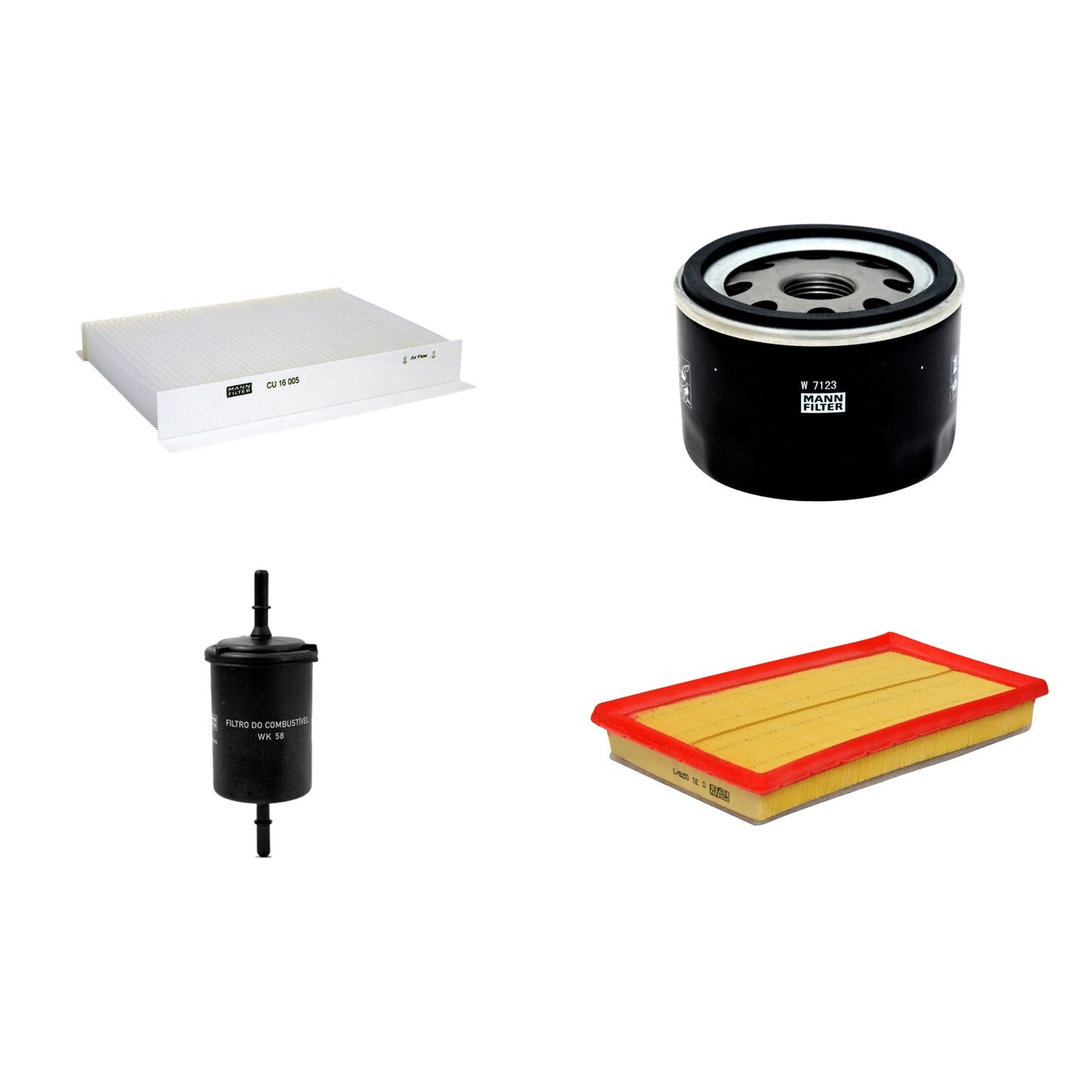 Kit Filtros de Ar Combustível Cabine Ar Condicionado Óleo - Mann-Filter - C31028/1 - CU16005 - W7123 - WK58 - (1)