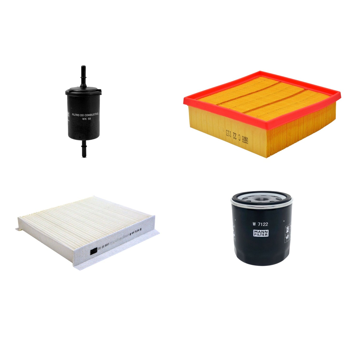 Kit Filtros de Ar Combustível Cabine Ar Condicionado Óleo - Mann-Filter - C22113 - CU20001/1 - W7122 - WK58 - (1)