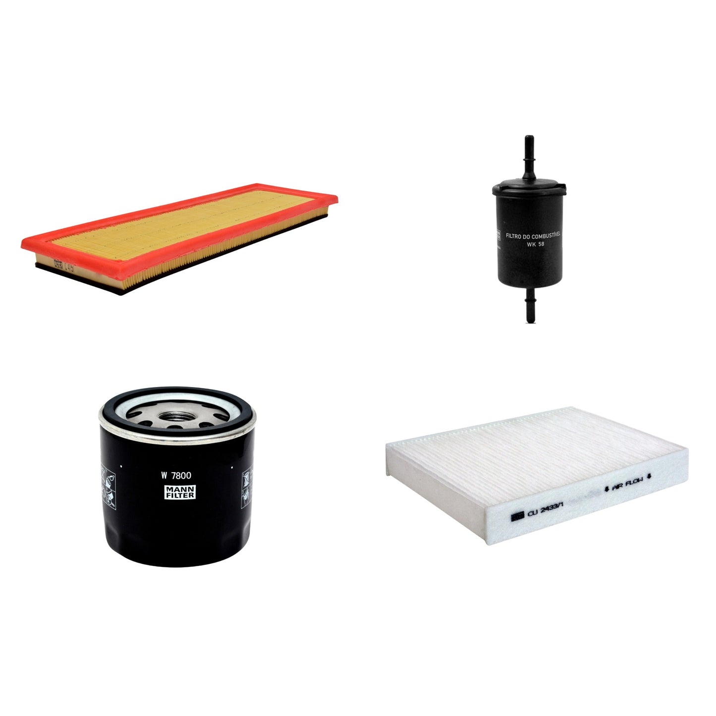 Kit Filtros de Ar Combustível Cabine Ar Condicionado Óleo - Mann-Filter - C4151 - CU2433/1 - W7800 - WK58 - (1)