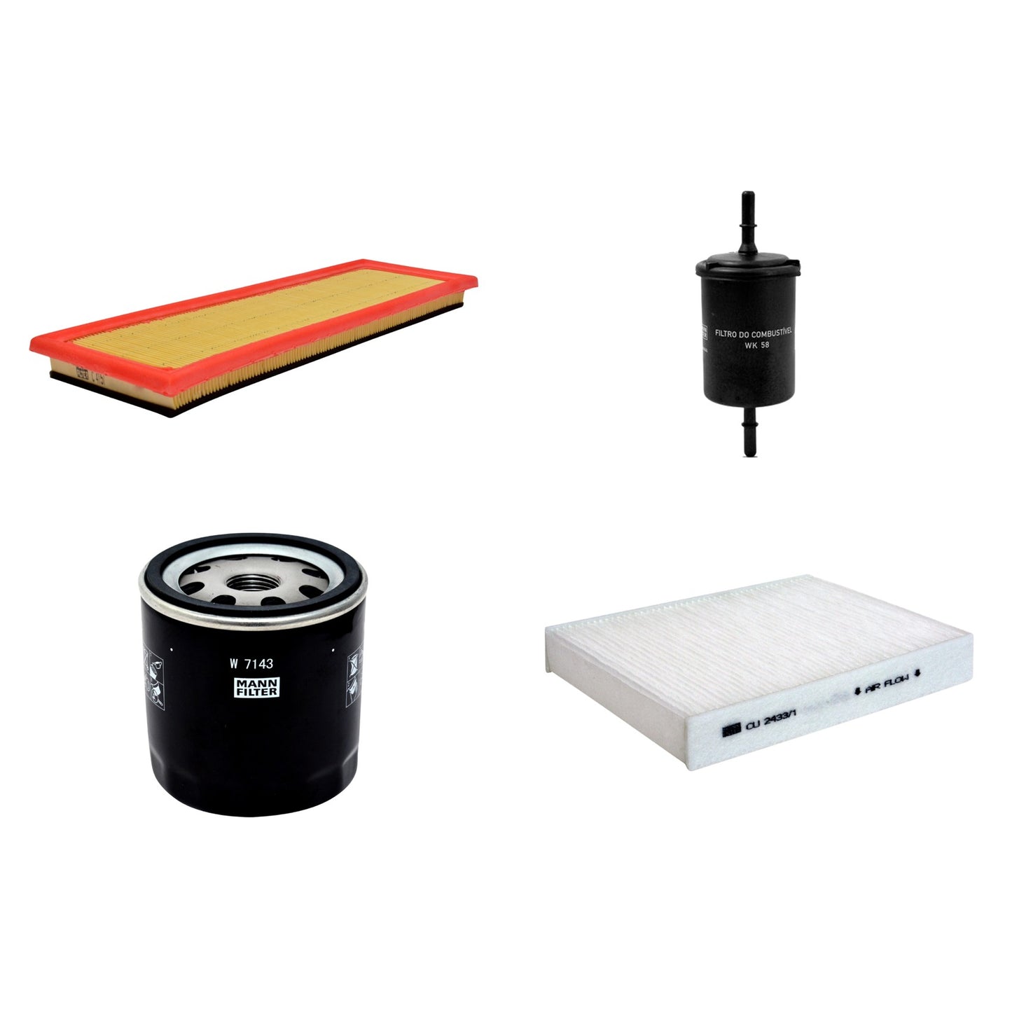 Kit Filtros de Ar Combustível Cabine Ar Condicionado Óleo - Mann-Filter - C4151 - CU2433/1 - W7143 - WK58 - (1)