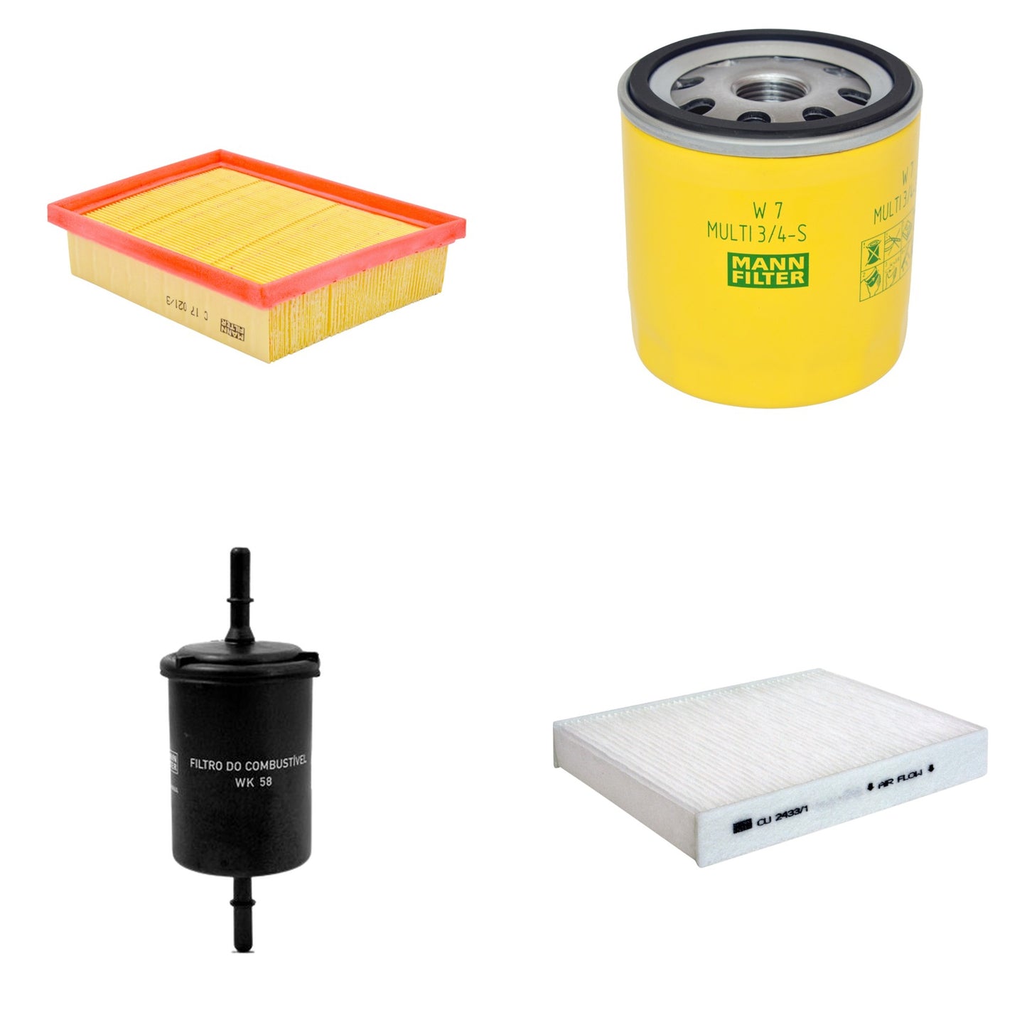 Kit Filtros de Ar Combustível Cabine Ar Condicionado Óleo - Mann-Filter - C17021/3 - CU2433/1 - W7MULTI3/4-S - WK58 - (1)