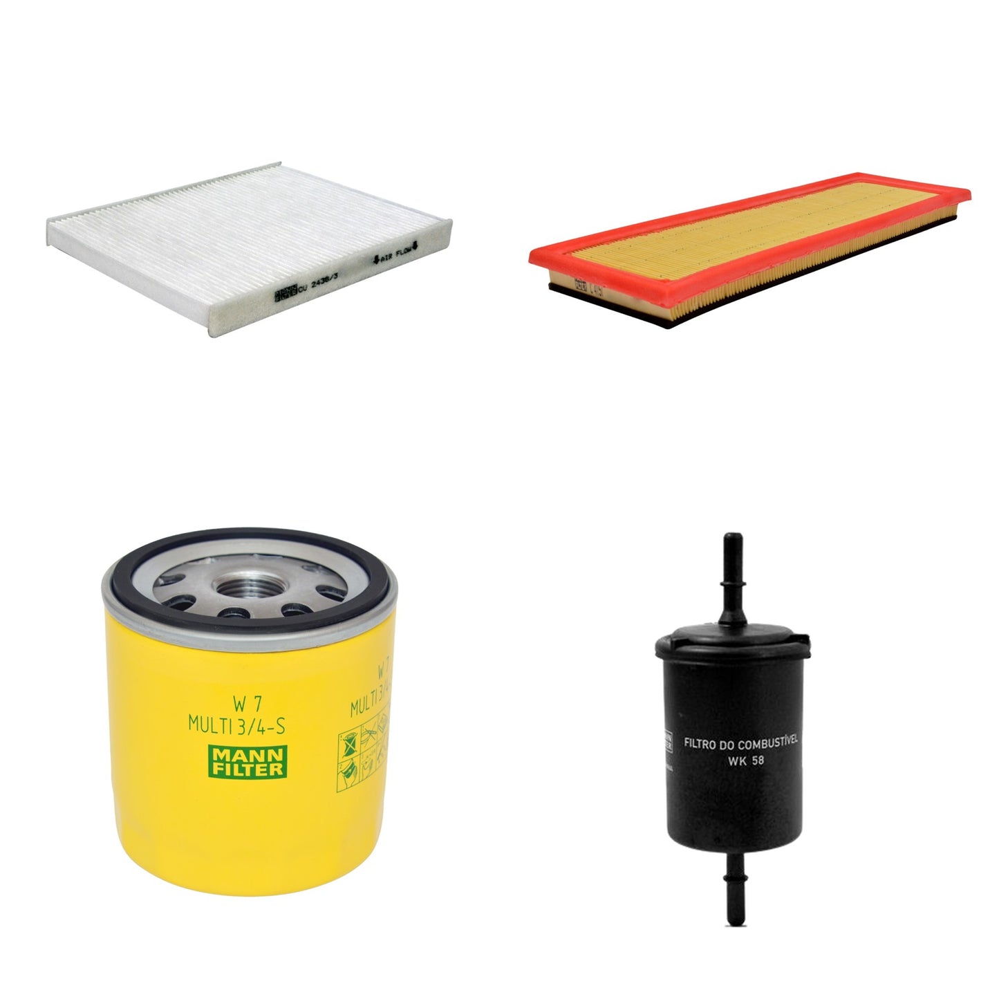 Kit Filtros de Ar Combustível Cabine Ar Condicionado Óleo - Mann-Filter - C4151 - CU2436/3 - W7MULTI3/4-S - WK58 - (1)