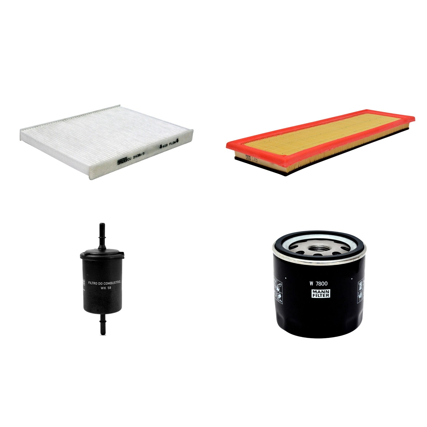 Kit Filtros de Ar Combustível Cabine Ar Condicionado Óleo - Mann-Filter - C4151 - CU2436/3 - W7800 - WK58 - (1)
