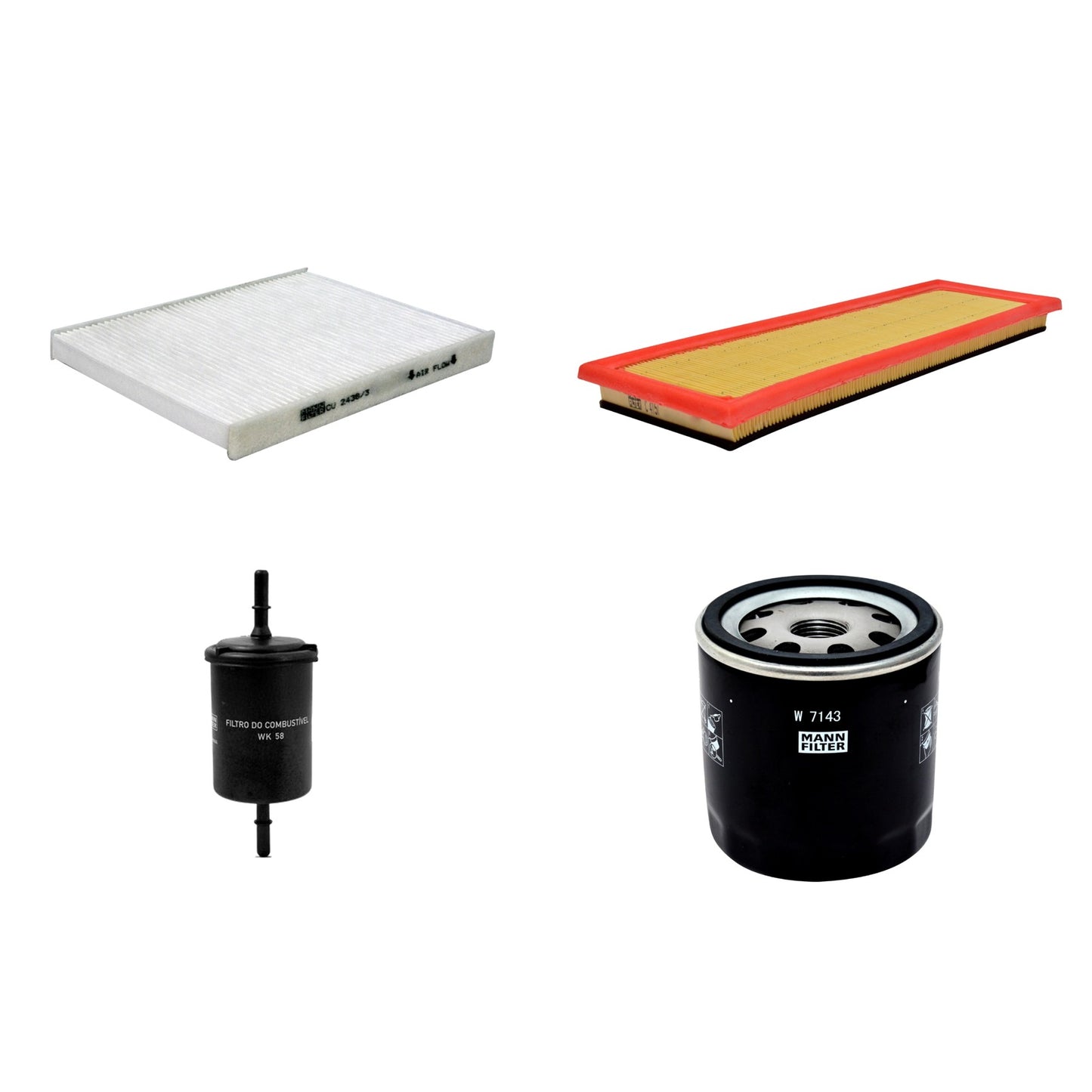 Kit Filtros de Ar Combustível Cabine Ar Condicionado Óleo - Mann-Filter - C4151 - CU2436/3 - W7143 - WK58 - (1)